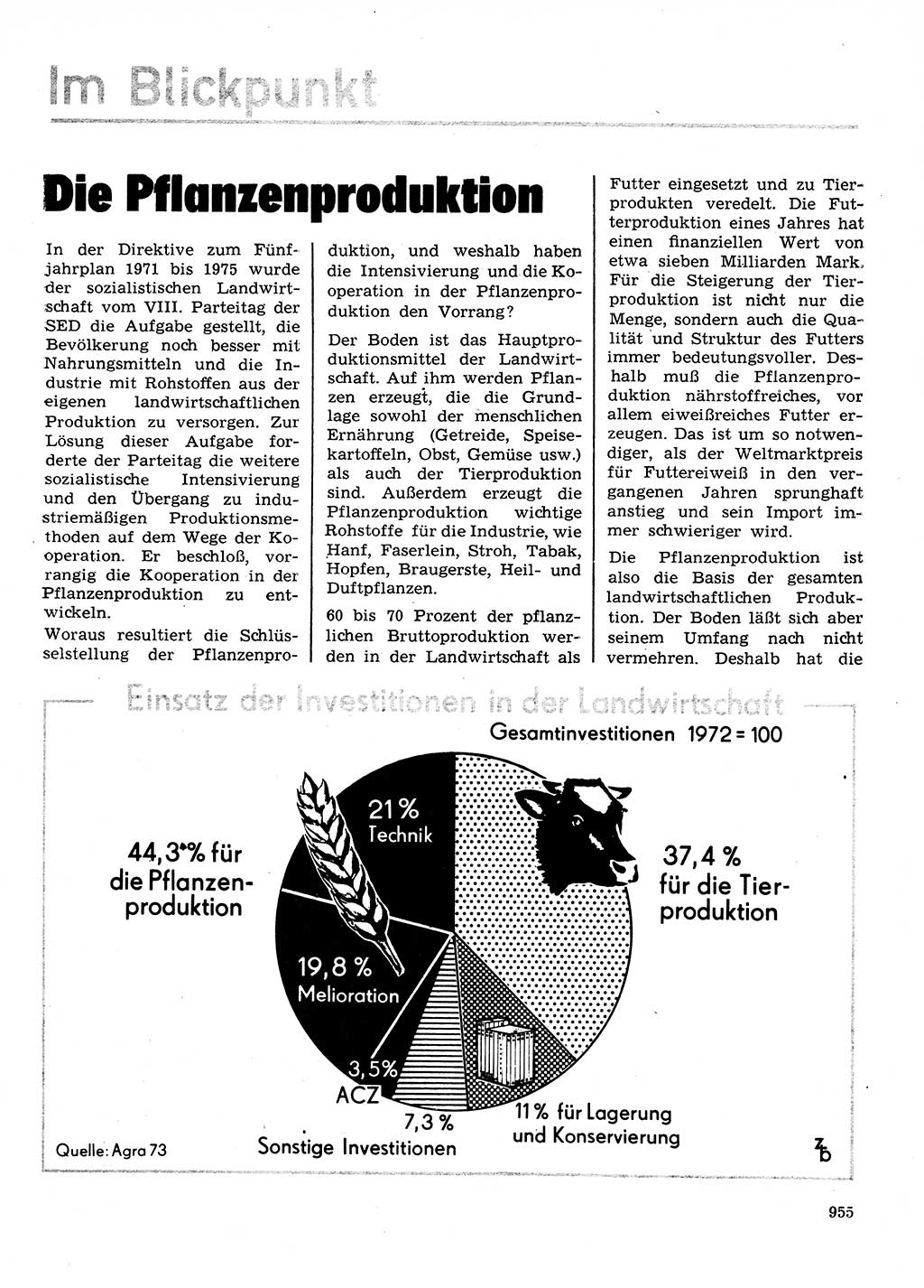 Neuer Weg (NW), Organ des Zentralkomitees (ZK) der SED (Sozialistische Einheitspartei Deutschlands) für Fragen des Parteilebens, 28. Jahrgang [Deutsche Demokratische Republik (DDR)] 1973, Seite 955 (NW ZK SED DDR 1973, S. 955)