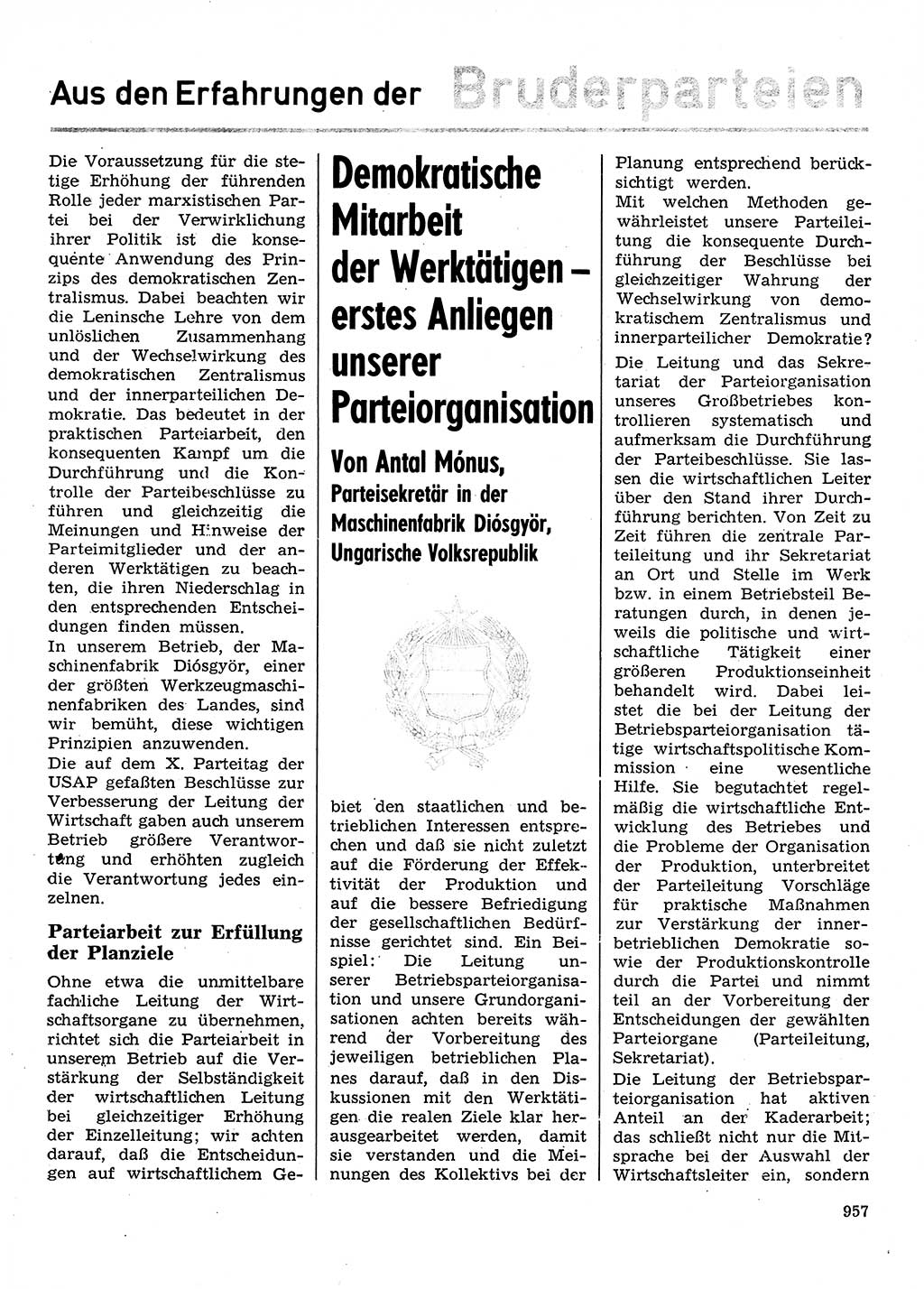 Neuer Weg (NW), Organ des Zentralkomitees (ZK) der SED (Sozialistische Einheitspartei Deutschlands) für Fragen des Parteilebens, 28. Jahrgang [Deutsche Demokratische Republik (DDR)] 1973, Seite 957 (NW ZK SED DDR 1973, S. 957)