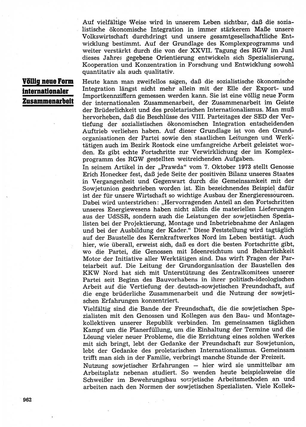 Neuer Weg (NW), Organ des Zentralkomitees (ZK) der SED (Sozialistische Einheitspartei Deutschlands) für Fragen des Parteilebens, 28. Jahrgang [Deutsche Demokratische Republik (DDR)] 1973, Seite 962 (NW ZK SED DDR 1973, S. 962)