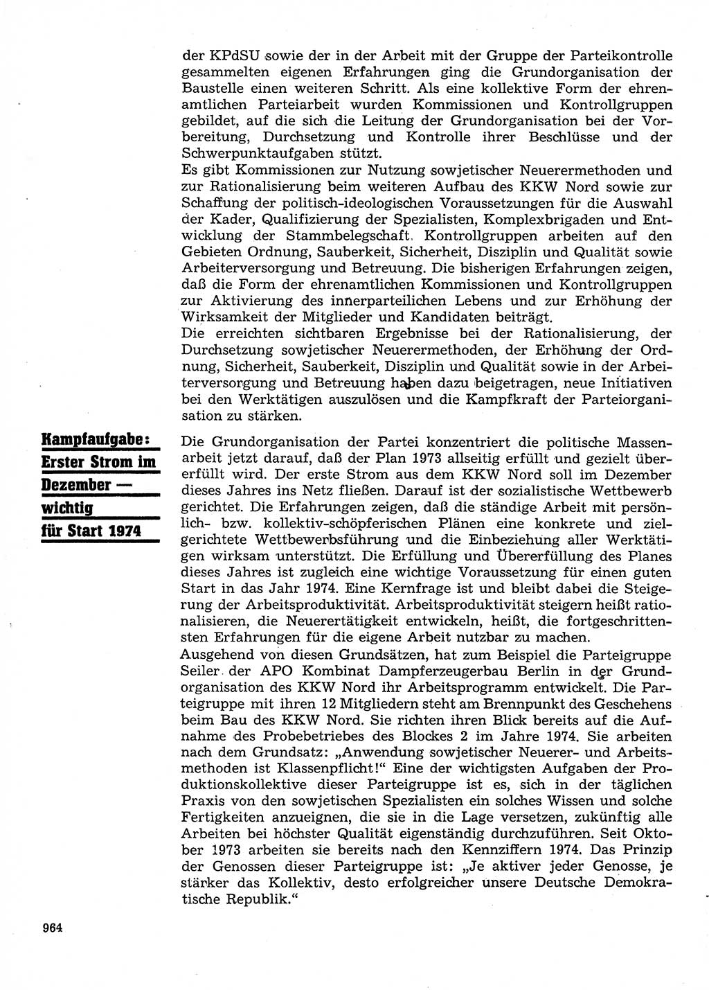 Neuer Weg (NW), Organ des Zentralkomitees (ZK) der SED (Sozialistische Einheitspartei Deutschlands) für Fragen des Parteilebens, 28. Jahrgang [Deutsche Demokratische Republik (DDR)] 1973, Seite 964 (NW ZK SED DDR 1973, S. 964)