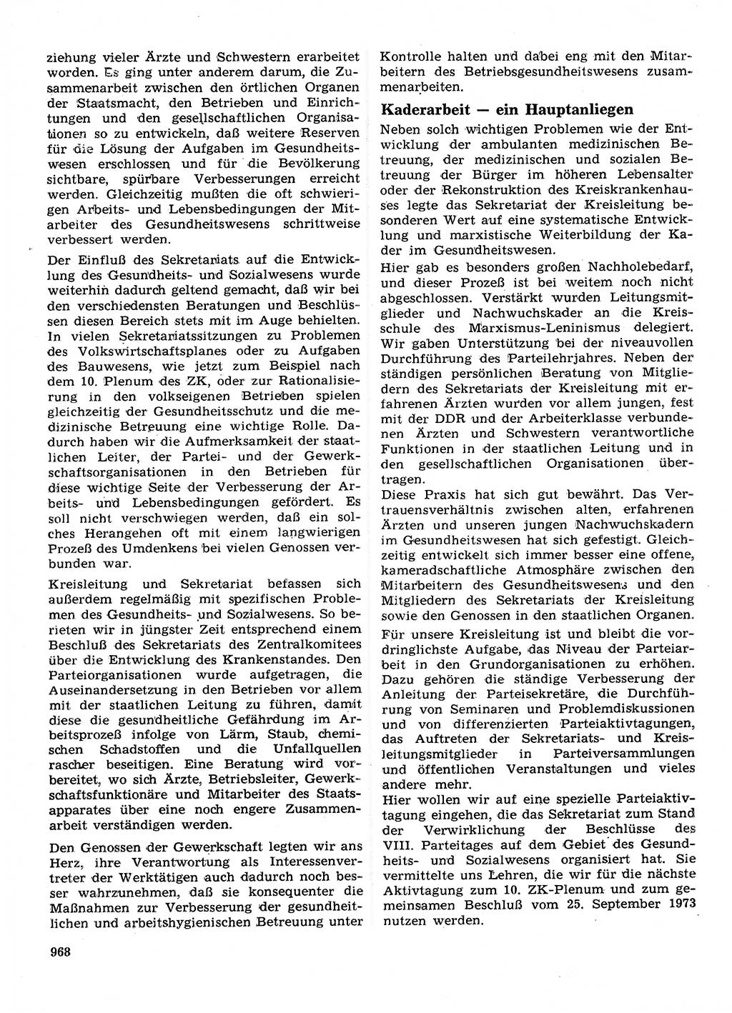 Neuer Weg (NW), Organ des Zentralkomitees (ZK) der SED (Sozialistische Einheitspartei Deutschlands) für Fragen des Parteilebens, 28. Jahrgang [Deutsche Demokratische Republik (DDR)] 1973, Seite 968 (NW ZK SED DDR 1973, S. 968)