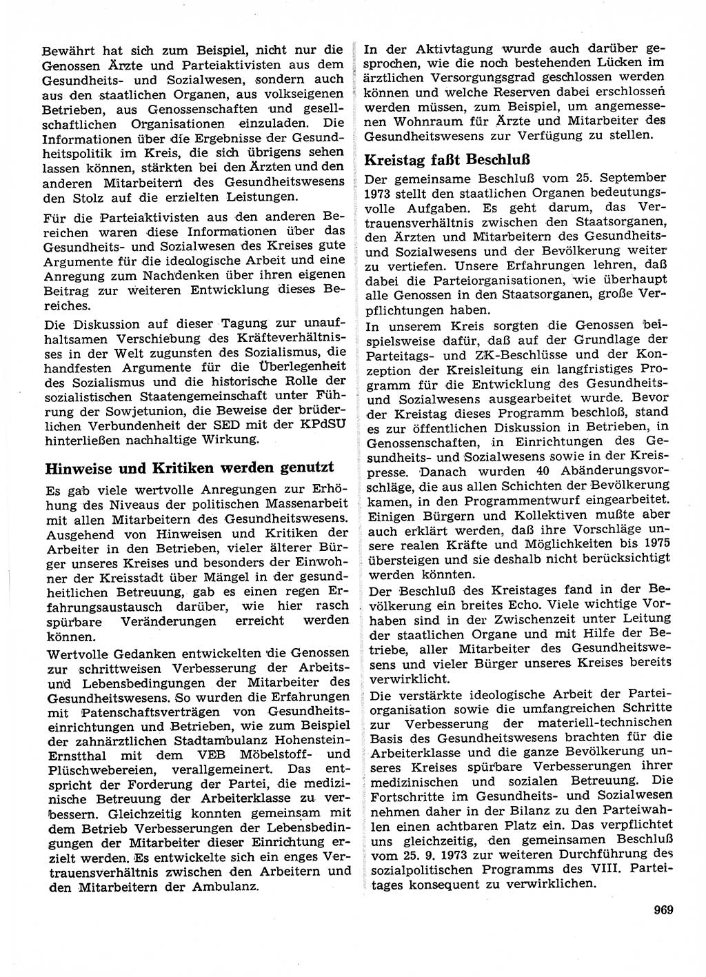 Neuer Weg (NW), Organ des Zentralkomitees (ZK) der SED (Sozialistische Einheitspartei Deutschlands) für Fragen des Parteilebens, 28. Jahrgang [Deutsche Demokratische Republik (DDR)] 1973, Seite 969 (NW ZK SED DDR 1973, S. 969)