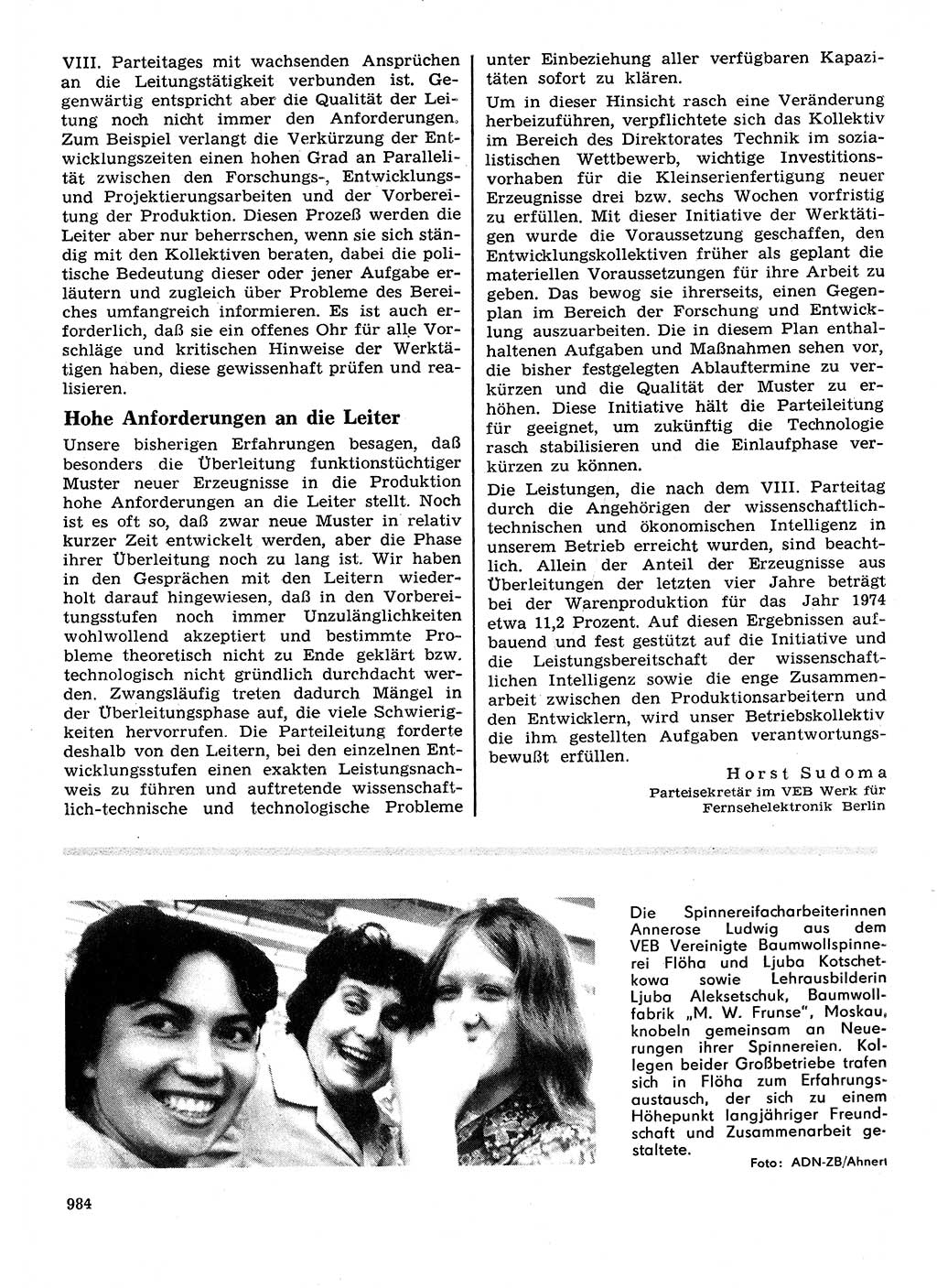 Neuer Weg (NW), Organ des Zentralkomitees (ZK) der SED (Sozialistische Einheitspartei Deutschlands) für Fragen des Parteilebens, 28. Jahrgang [Deutsche Demokratische Republik (DDR)] 1973, Seite 984 (NW ZK SED DDR 1973, S. 984)