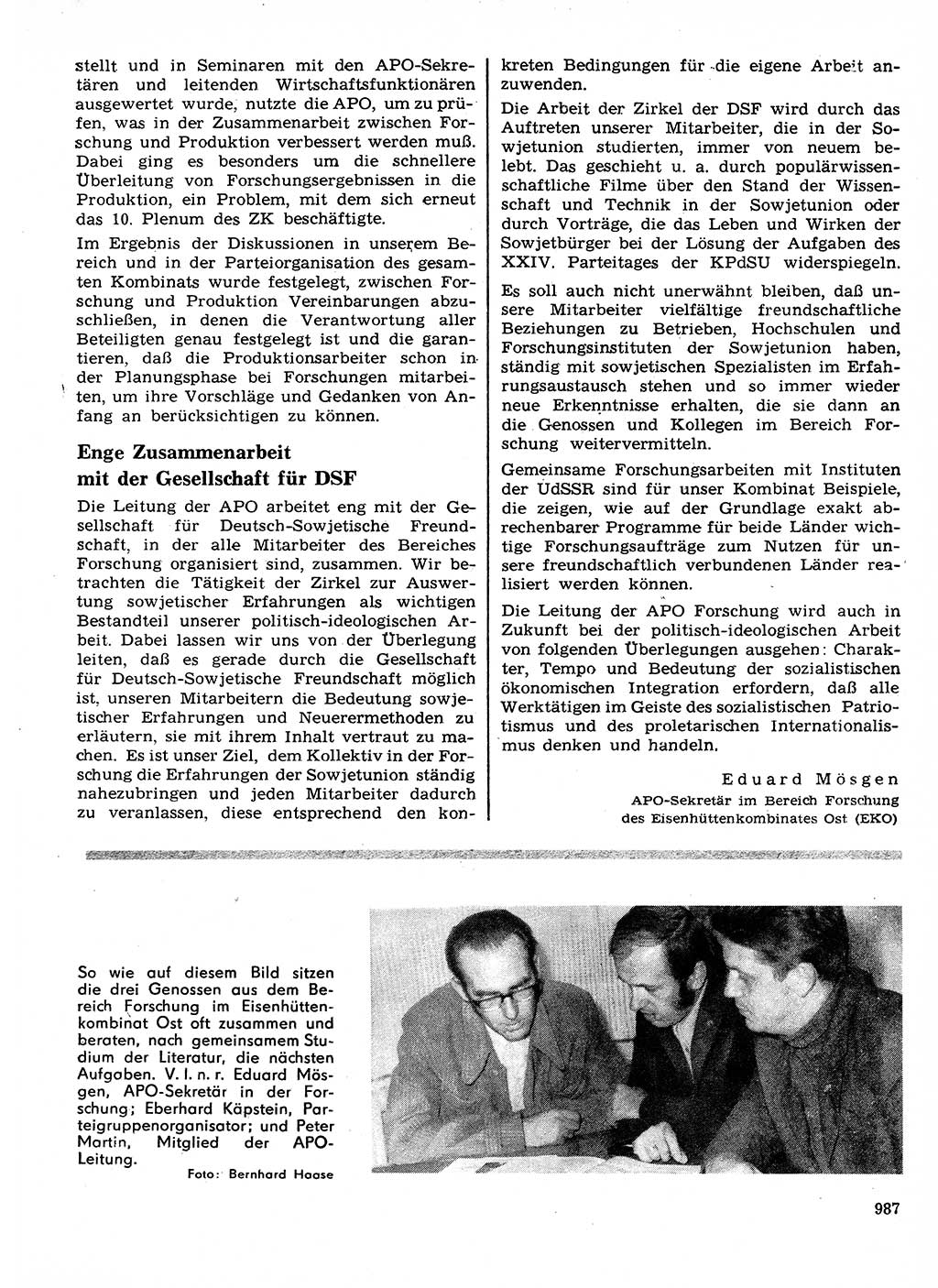 Neuer Weg (NW), Organ des Zentralkomitees (ZK) der SED (Sozialistische Einheitspartei Deutschlands) für Fragen des Parteilebens, 28. Jahrgang [Deutsche Demokratische Republik (DDR)] 1973, Seite 987 (NW ZK SED DDR 1973, S. 987)
