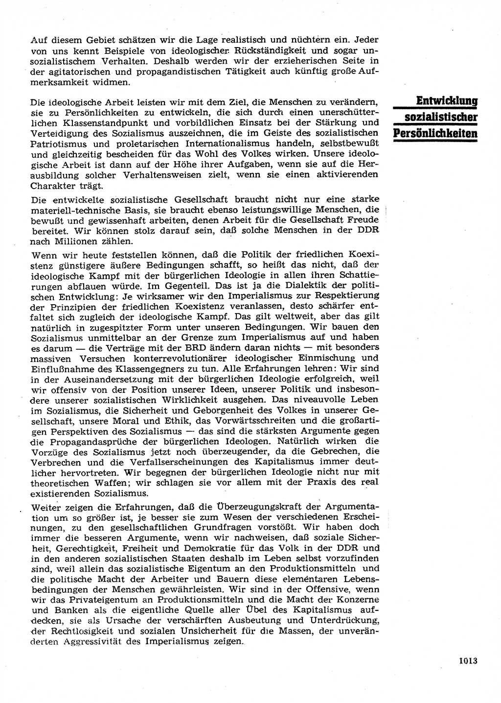 Neuer Weg (NW), Organ des Zentralkomitees (ZK) der SED (Sozialistische Einheitspartei Deutschlands) für Fragen des Parteilebens, 28. Jahrgang [Deutsche Demokratische Republik (DDR)] 1973, Seite 1013 (NW ZK SED DDR 1973, S. 1013)