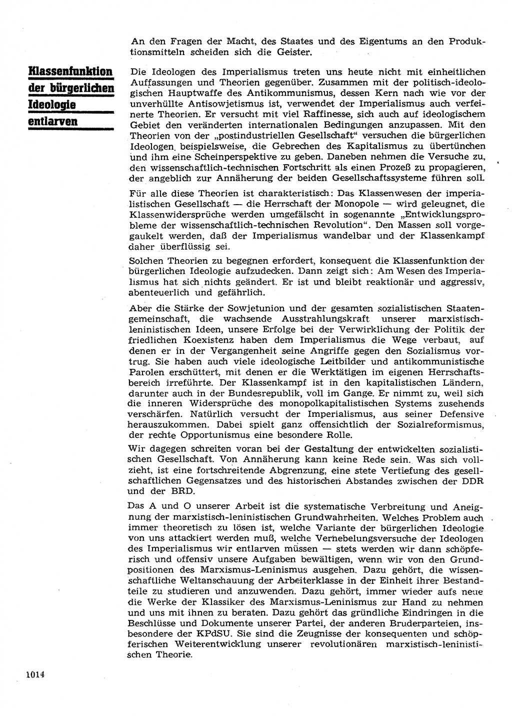 Neuer Weg (NW), Organ des Zentralkomitees (ZK) der SED (Sozialistische Einheitspartei Deutschlands) für Fragen des Parteilebens, 28. Jahrgang [Deutsche Demokratische Republik (DDR)] 1973, Seite 1014 (NW ZK SED DDR 1973, S. 1014)