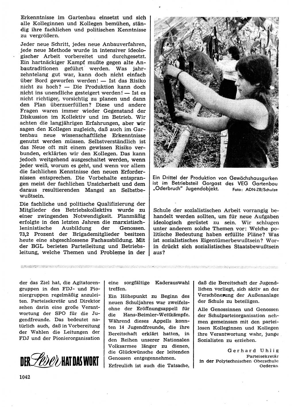 Neuer Weg (NW), Organ des Zentralkomitees (ZK) der SED (Sozialistische Einheitspartei Deutschlands) für Fragen des Parteilebens, 28. Jahrgang [Deutsche Demokratische Republik (DDR)] 1973, Seite 1042 (NW ZK SED DDR 1973, S. 1042)