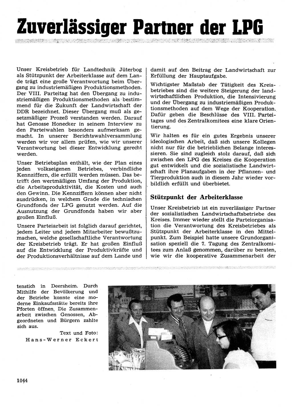 Neuer Weg (NW), Organ des Zentralkomitees (ZK) der SED (Sozialistische Einheitspartei Deutschlands) für Fragen des Parteilebens, 28. Jahrgang [Deutsche Demokratische Republik (DDR)] 1973, Seite 1044 (NW ZK SED DDR 1973, S. 1044)