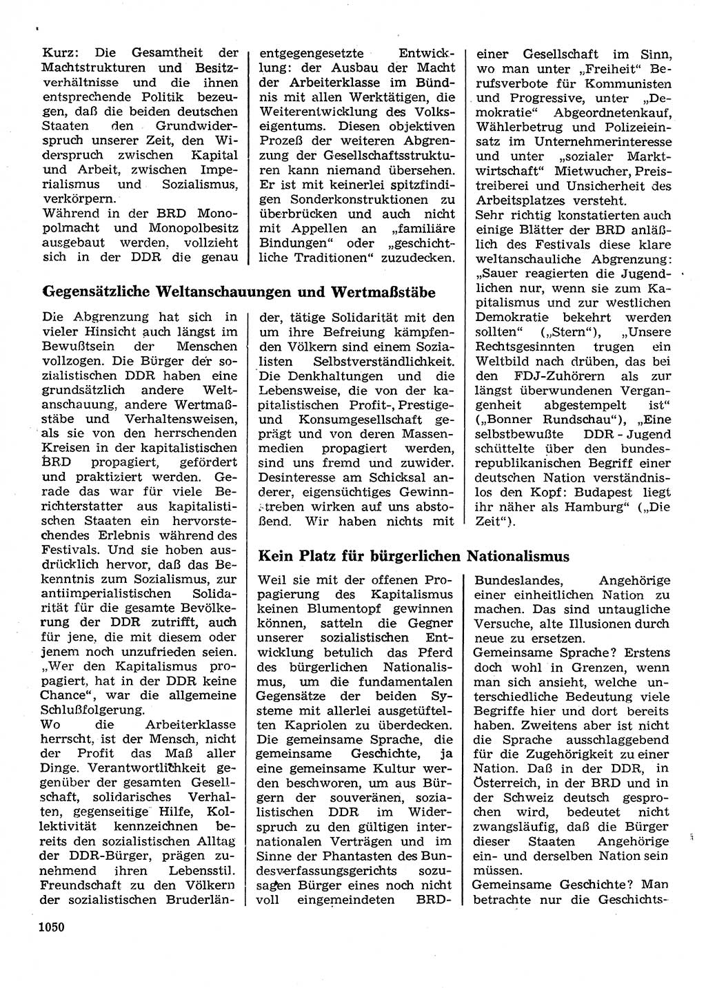 Neuer Weg (NW), Organ des Zentralkomitees (ZK) der SED (Sozialistische Einheitspartei Deutschlands) für Fragen des Parteilebens, 28. Jahrgang [Deutsche Demokratische Republik (DDR)] 1973, Seite 1050 (NW ZK SED DDR 1973, S. 1050)