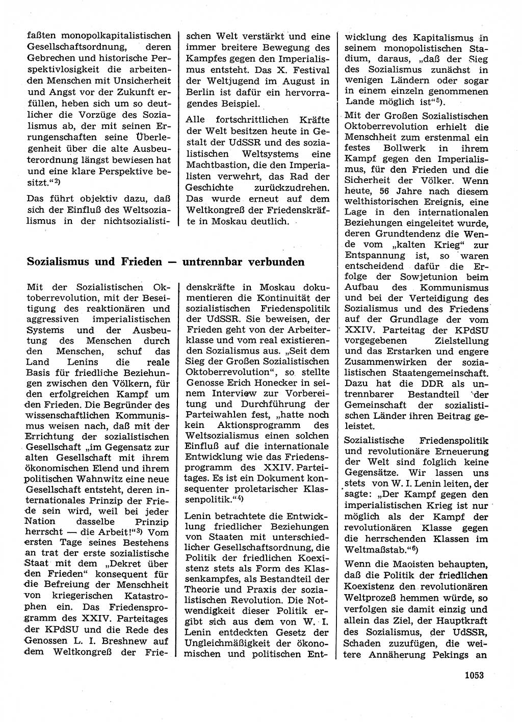 Neuer Weg (NW), Organ des Zentralkomitees (ZK) der SED (Sozialistische Einheitspartei Deutschlands) für Fragen des Parteilebens, 28. Jahrgang [Deutsche Demokratische Republik (DDR)] 1973, Seite 1053 (NW ZK SED DDR 1973, S. 1053)