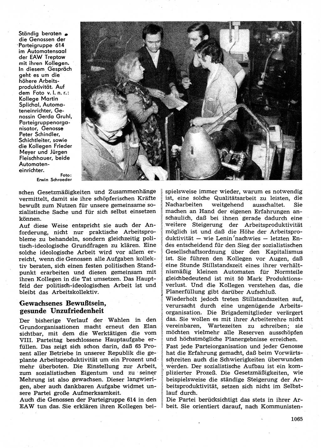 Neuer Weg (NW), Organ des Zentralkomitees (ZK) der SED (Sozialistische Einheitspartei Deutschlands) für Fragen des Parteilebens, 28. Jahrgang [Deutsche Demokratische Republik (DDR)] 1973, Seite 1065 (NW ZK SED DDR 1973, S. 1065)
