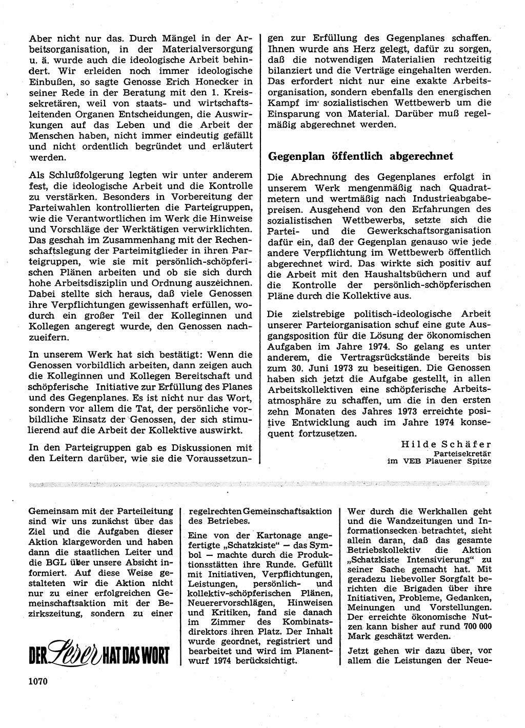 Neuer Weg (NW), Organ des Zentralkomitees (ZK) der SED (Sozialistische Einheitspartei Deutschlands) für Fragen des Parteilebens, 28. Jahrgang [Deutsche Demokratische Republik (DDR)] 1973, Seite 1070 (NW ZK SED DDR 1973, S. 1070)