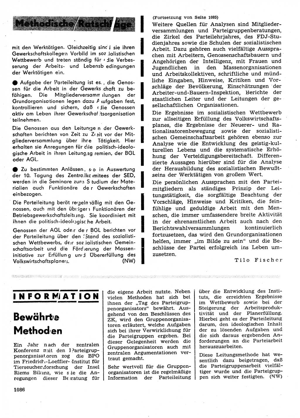Neuer Weg (NW), Organ des Zentralkomitees (ZK) der SED (Sozialistische Einheitspartei Deutschlands) für Fragen des Parteilebens, 28. Jahrgang [Deutsche Demokratische Republik (DDR)] 1973, Seite 1086 (NW ZK SED DDR 1973, S. 1086)