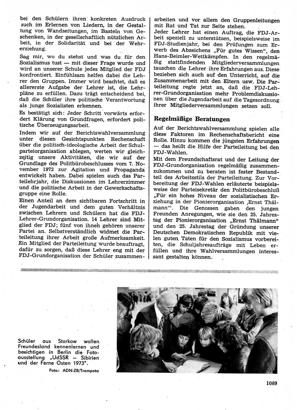 Neuer Weg (NW), Organ des Zentralkomitees (ZK) der SED (Sozialistische Einheitspartei Deutschlands) für Fragen des Parteilebens, 28. Jahrgang [Deutsche Demokratische Republik (DDR)] 1973, Seite 1089 (NW ZK SED DDR 1973, S. 1089)