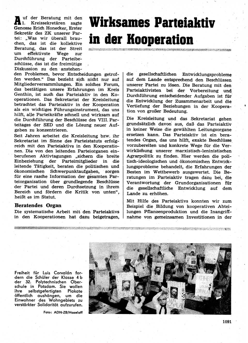 Neuer Weg (NW), Organ des Zentralkomitees (ZK) der SED (Sozialistische Einheitspartei Deutschlands) für Fragen des Parteilebens, 28. Jahrgang [Deutsche Demokratische Republik (DDR)] 1973, Seite 1091 (NW ZK SED DDR 1973, S. 1091)