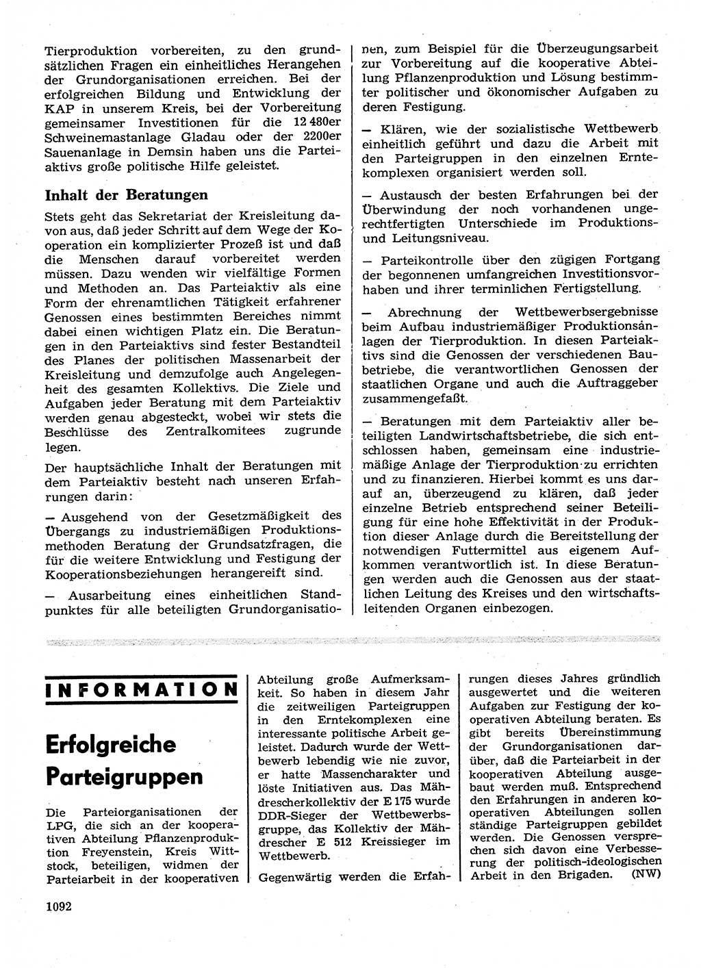 Neuer Weg (NW), Organ des Zentralkomitees (ZK) der SED (Sozialistische Einheitspartei Deutschlands) für Fragen des Parteilebens, 28. Jahrgang [Deutsche Demokratische Republik (DDR)] 1973, Seite 1092 (NW ZK SED DDR 1973, S. 1092)