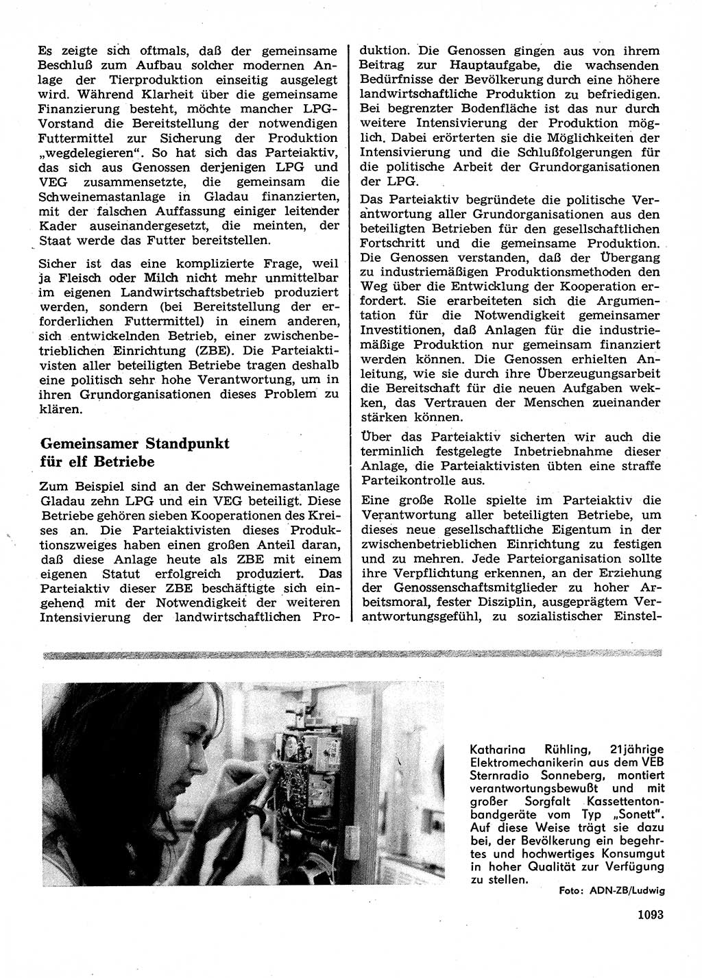 Neuer Weg (NW), Organ des Zentralkomitees (ZK) der SED (Sozialistische Einheitspartei Deutschlands) für Fragen des Parteilebens, 28. Jahrgang [Deutsche Demokratische Republik (DDR)] 1973, Seite 1093 (NW ZK SED DDR 1973, S. 1093)