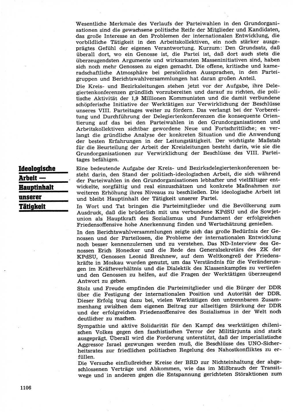 Neuer Weg (NW), Organ des Zentralkomitees (ZK) der SED (Sozialistische Einheitspartei Deutschlands) für Fragen des Parteilebens, 28. Jahrgang [Deutsche Demokratische Republik (DDR)] 1973, Seite 1106 (NW ZK SED DDR 1973, S. 1106)