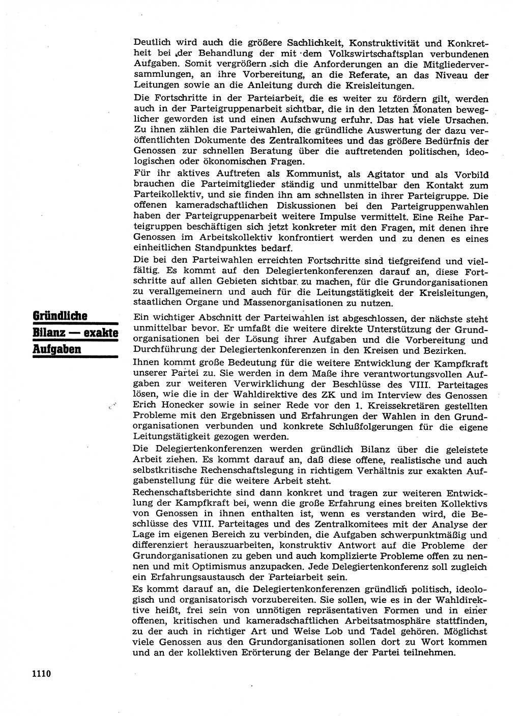 Neuer Weg (NW), Organ des Zentralkomitees (ZK) der SED (Sozialistische Einheitspartei Deutschlands) für Fragen des Parteilebens, 28. Jahrgang [Deutsche Demokratische Republik (DDR)] 1973, Seite 1110 (NW ZK SED DDR 1973, S. 1110)