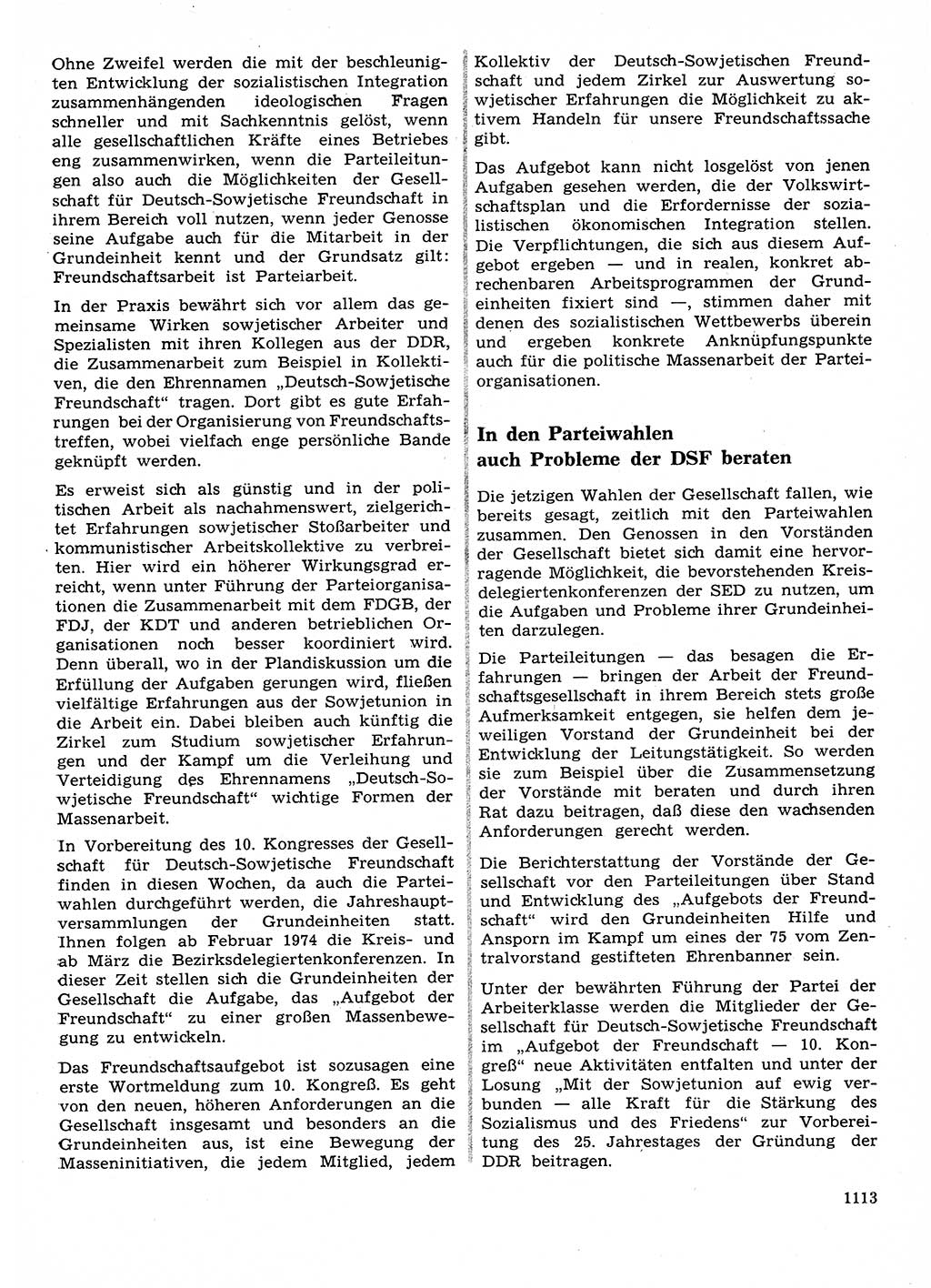 Neuer Weg (NW), Organ des Zentralkomitees (ZK) der SED (Sozialistische Einheitspartei Deutschlands) für Fragen des Parteilebens, 28. Jahrgang [Deutsche Demokratische Republik (DDR)] 1973, Seite 1113 (NW ZK SED DDR 1973, S. 1113)