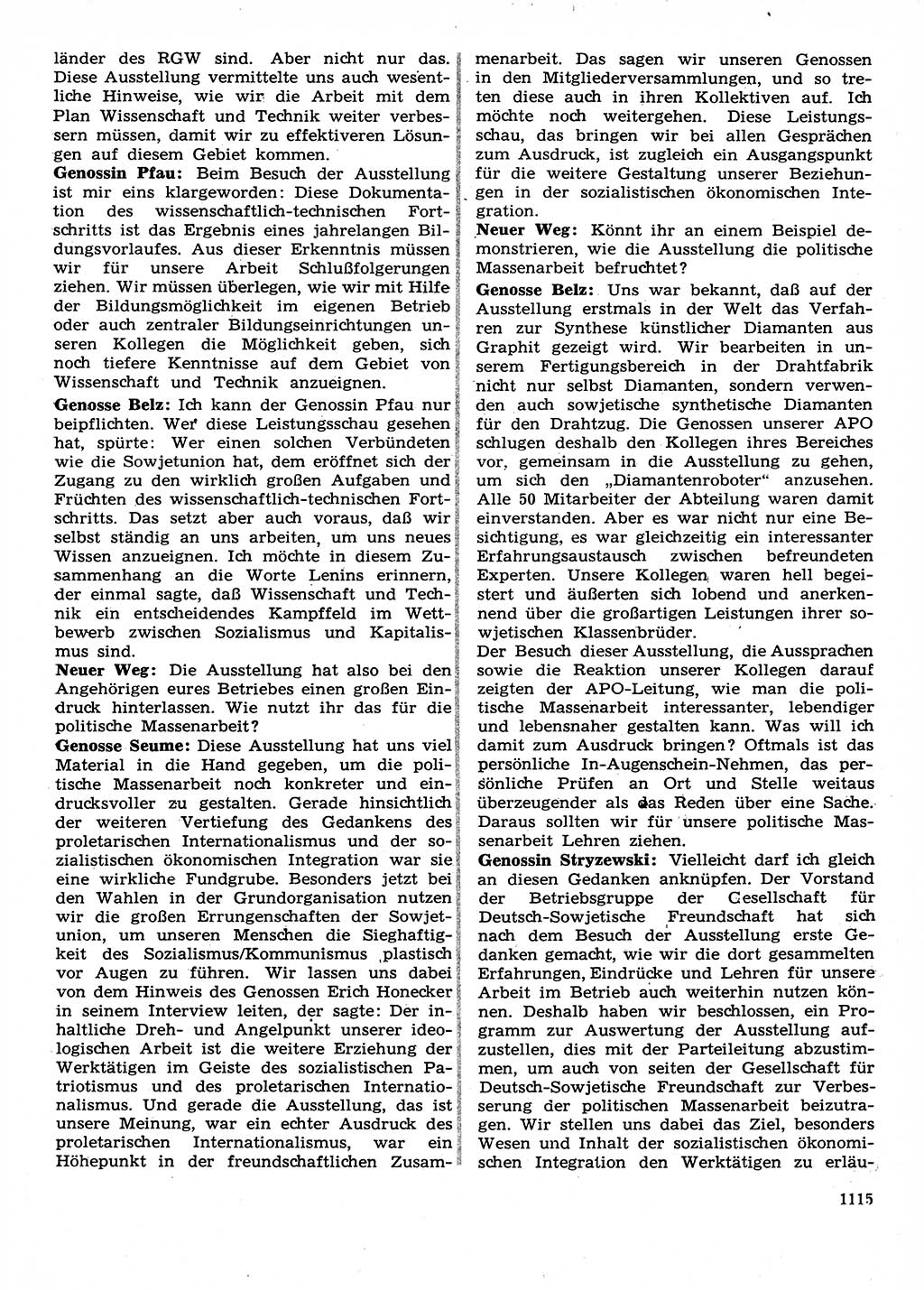 Neuer Weg (NW), Organ des Zentralkomitees (ZK) der SED (Sozialistische Einheitspartei Deutschlands) für Fragen des Parteilebens, 28. Jahrgang [Deutsche Demokratische Republik (DDR)] 1973, Seite 1115 (NW ZK SED DDR 1973, S. 1115)