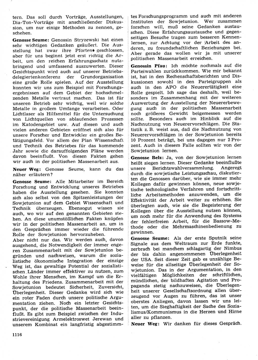 Neuer Weg (NW), Organ des Zentralkomitees (ZK) der SED (Sozialistische Einheitspartei Deutschlands) für Fragen des Parteilebens, 28. Jahrgang [Deutsche Demokratische Republik (DDR)] 1973, Seite 1116 (NW ZK SED DDR 1973, S. 1116)