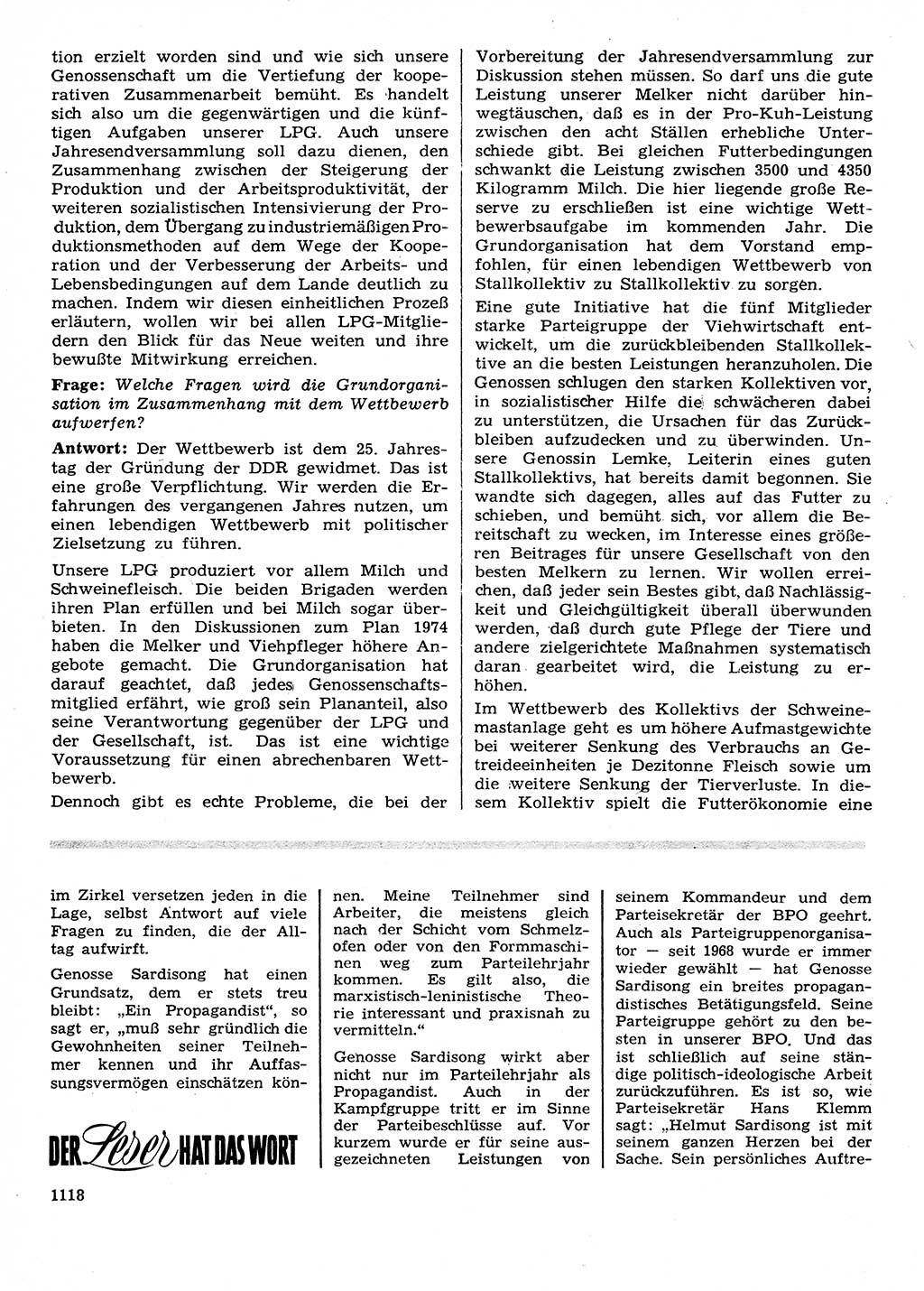 Neuer Weg (NW), Organ des Zentralkomitees (ZK) der SED (Sozialistische Einheitspartei Deutschlands) für Fragen des Parteilebens, 28. Jahrgang [Deutsche Demokratische Republik (DDR)] 1973, Seite 1118 (NW ZK SED DDR 1973, S. 1118)