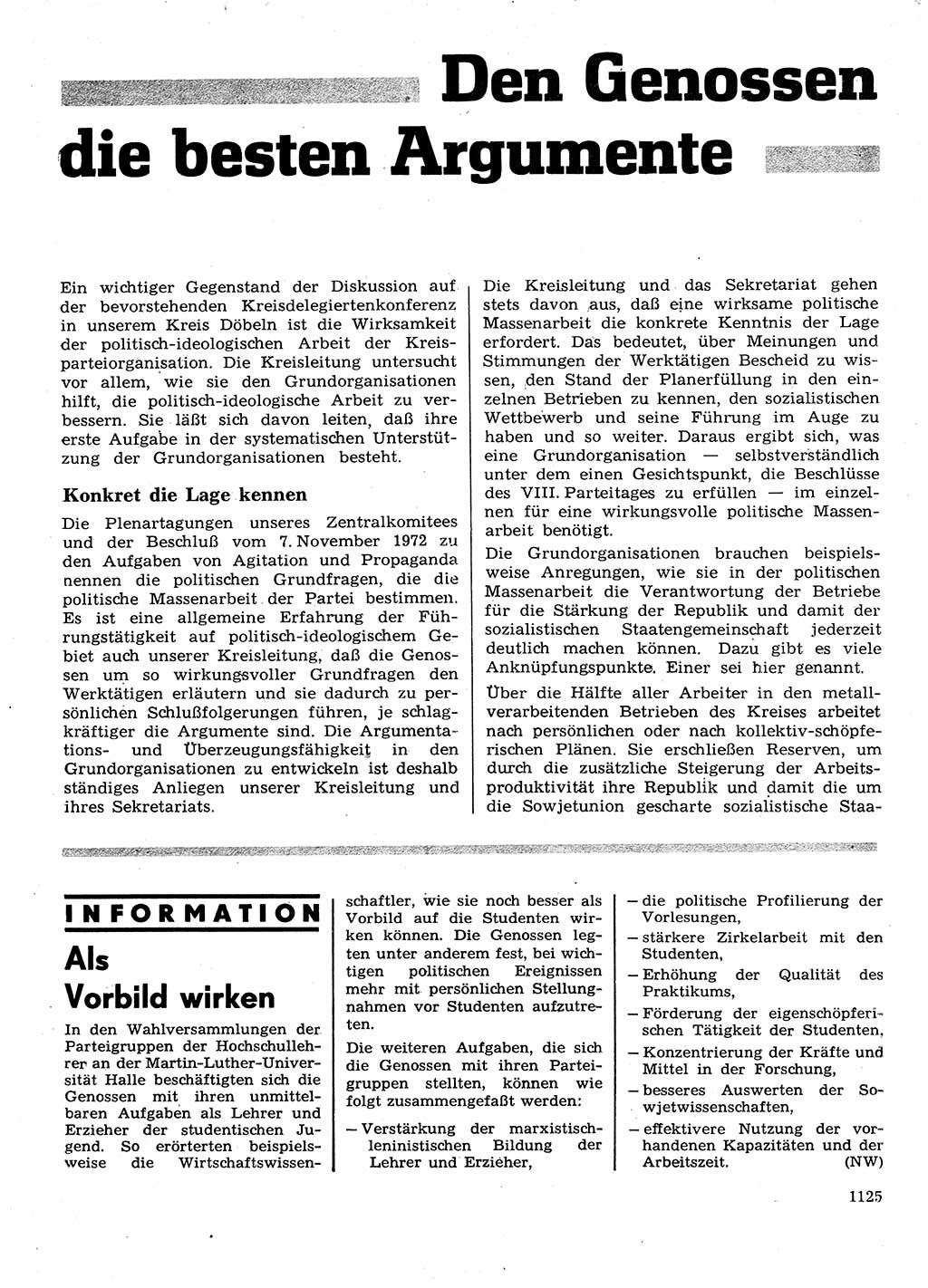 Neuer Weg (NW), Organ des Zentralkomitees (ZK) der SED (Sozialistische Einheitspartei Deutschlands) für Fragen des Parteilebens, 28. Jahrgang [Deutsche Demokratische Republik (DDR)] 1973, Seite 1125 (NW ZK SED DDR 1973, S. 1125)