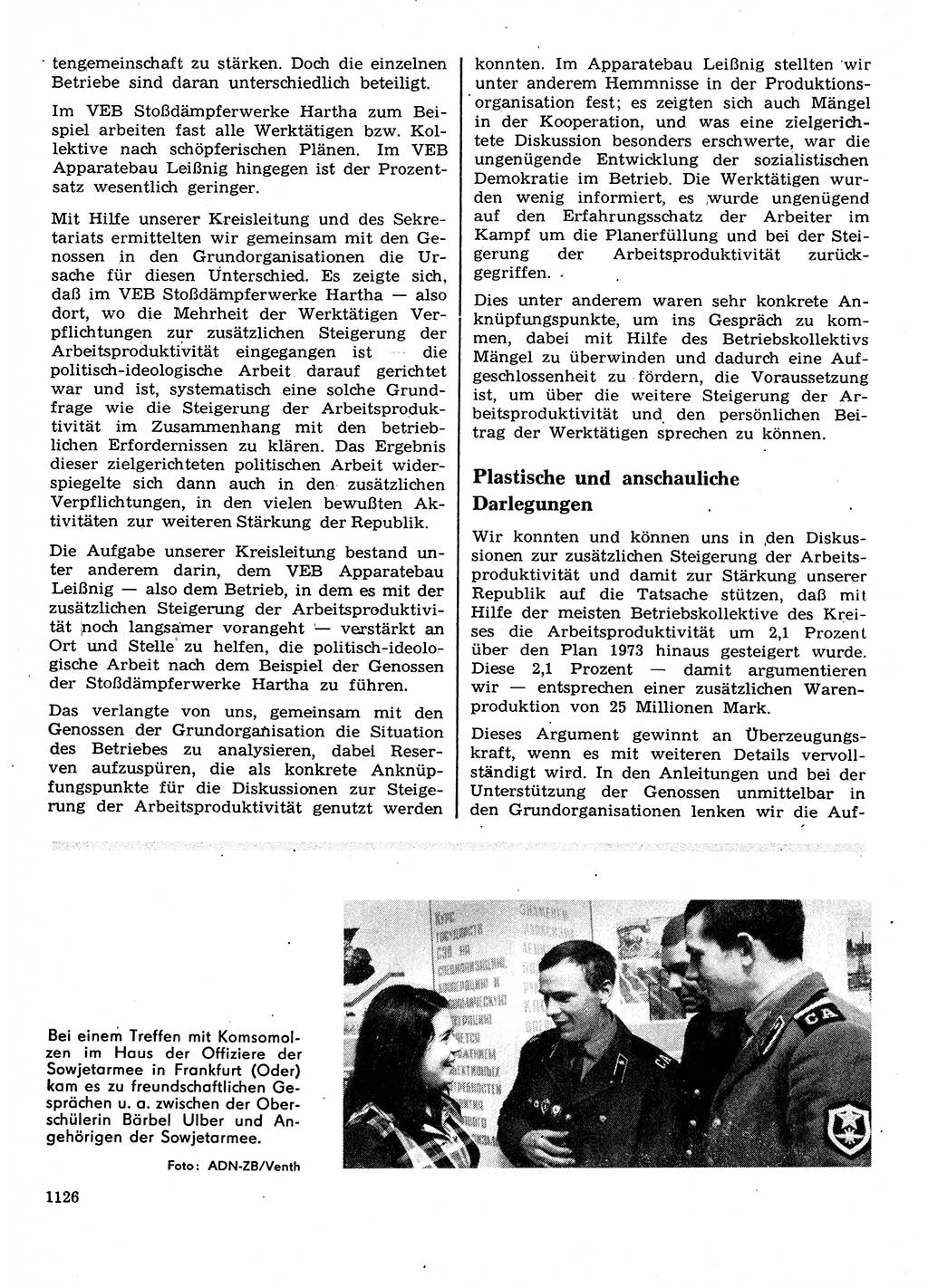 Neuer Weg (NW), Organ des Zentralkomitees (ZK) der SED (Sozialistische Einheitspartei Deutschlands) für Fragen des Parteilebens, 28. Jahrgang [Deutsche Demokratische Republik (DDR)] 1973, Seite 1126 (NW ZK SED DDR 1973, S. 1126)