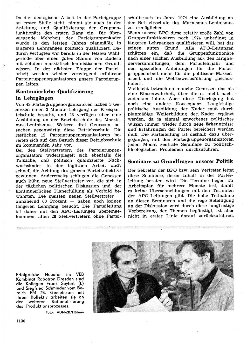 Neuer Weg (NW), Organ des Zentralkomitees (ZK) der SED (Sozialistische Einheitspartei Deutschlands) für Fragen des Parteilebens, 28. Jahrgang [Deutsche Demokratische Republik (DDR)] 1973, Seite 1130 (NW ZK SED DDR 1973, S. 1130)