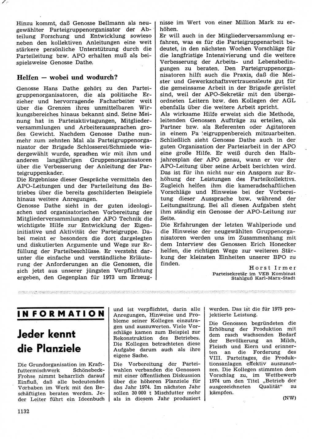 Neuer Weg (NW), Organ des Zentralkomitees (ZK) der SED (Sozialistische Einheitspartei Deutschlands) für Fragen des Parteilebens, 28. Jahrgang [Deutsche Demokratische Republik (DDR)] 1973, Seite 1132 (NW ZK SED DDR 1973, S. 1132)