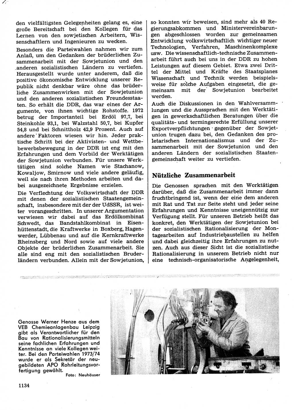 Neuer Weg (NW), Organ des Zentralkomitees (ZK) der SED (Sozialistische Einheitspartei Deutschlands) für Fragen des Parteilebens, 28. Jahrgang [Deutsche Demokratische Republik (DDR)] 1973, Seite 1134 (NW ZK SED DDR 1973, S. 1134)