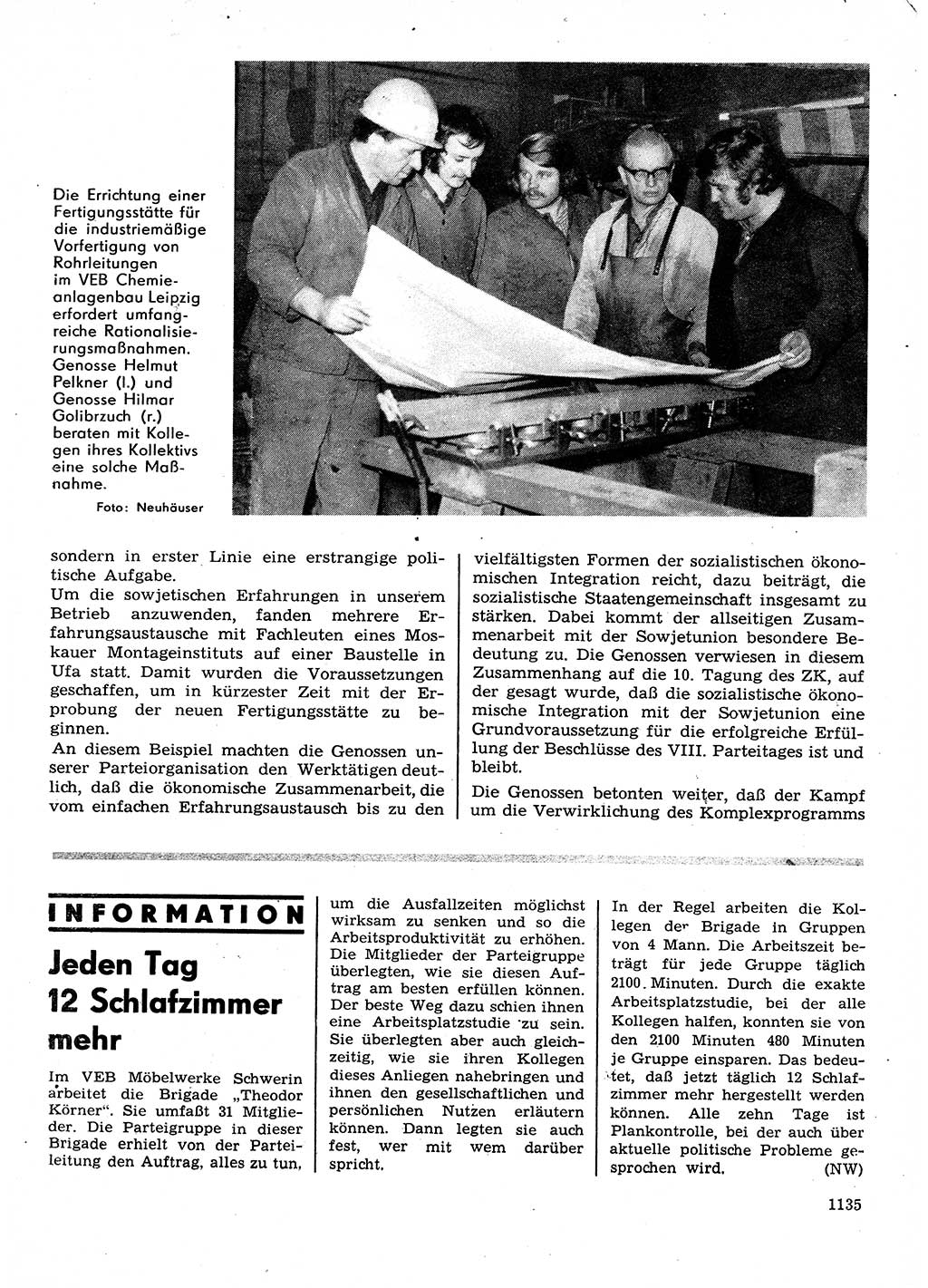 Neuer Weg (NW), Organ des Zentralkomitees (ZK) der SED (Sozialistische Einheitspartei Deutschlands) für Fragen des Parteilebens, 28. Jahrgang [Deutsche Demokratische Republik (DDR)] 1973, Seite 1135 (NW ZK SED DDR 1973, S. 1135)