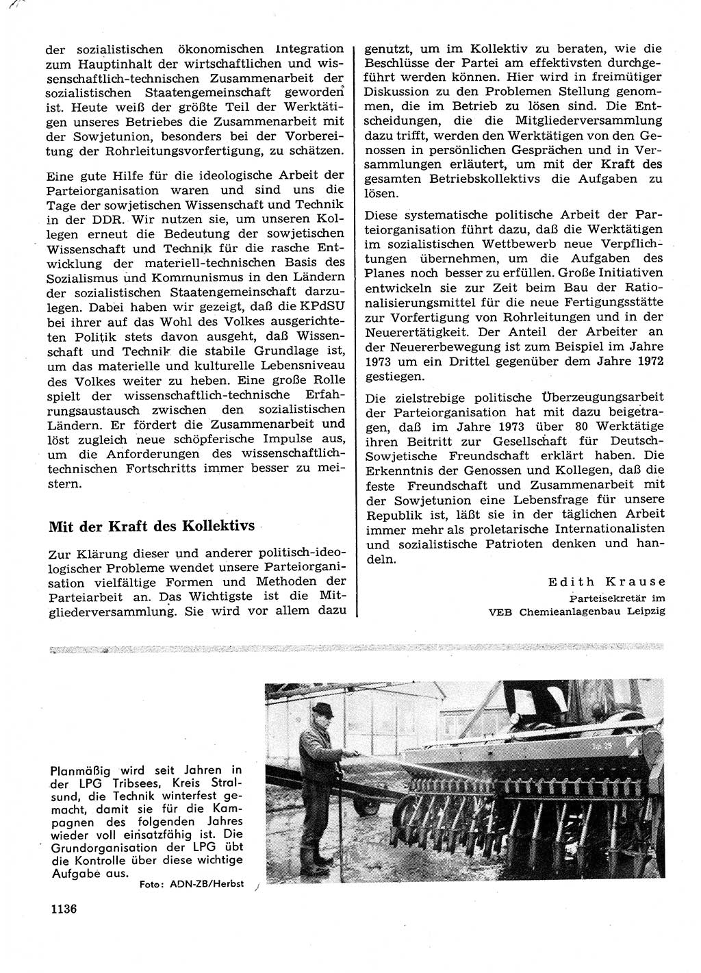 Neuer Weg (NW), Organ des Zentralkomitees (ZK) der SED (Sozialistische Einheitspartei Deutschlands) für Fragen des Parteilebens, 28. Jahrgang [Deutsche Demokratische Republik (DDR)] 1973, Seite 1136 (NW ZK SED DDR 1973, S. 1136)
