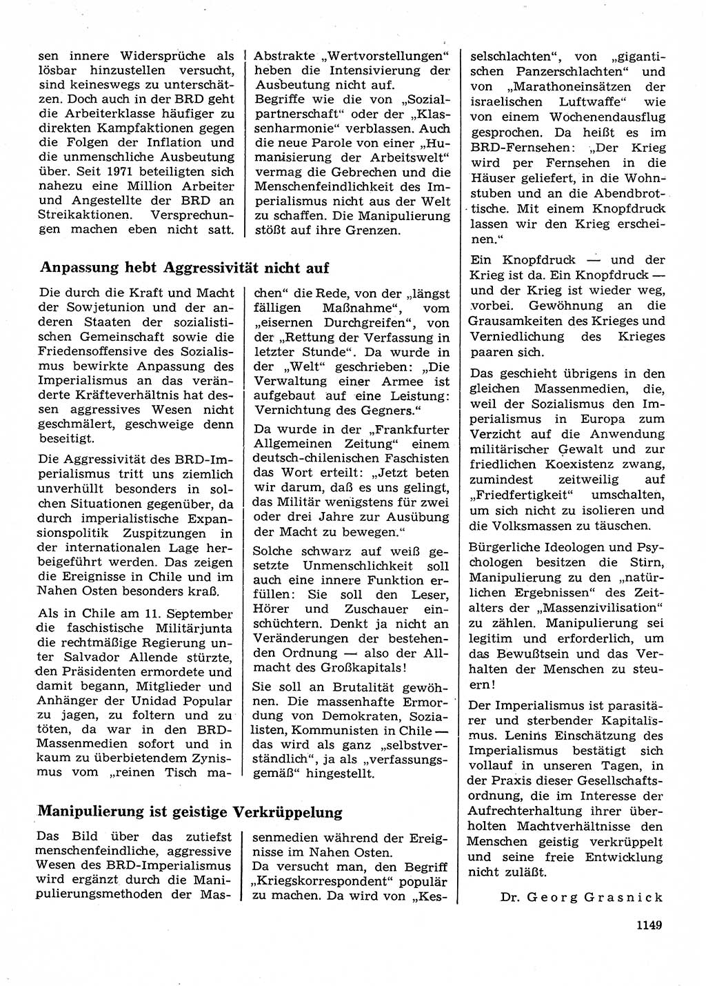 Neuer Weg (NW), Organ des Zentralkomitees (ZK) der SED (Sozialistische Einheitspartei Deutschlands) für Fragen des Parteilebens, 28. Jahrgang [Deutsche Demokratische Republik (DDR)] 1973, Seite 1149 (NW ZK SED DDR 1973, S. 1149)