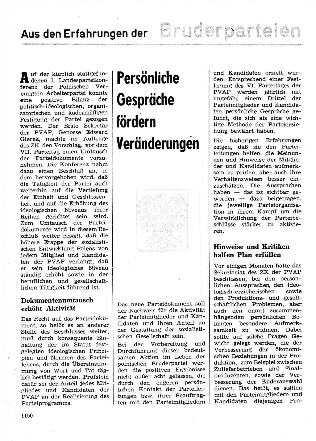 Neuer Weg (NW), Organ des Zentralkomitees (ZK) der SED (Sozialistische Einheitspartei Deutschlands) für Fragen des Parteilebens, 28. Jahrgang [Deutsche Demokratische Republik (DDR)] 1973, Seite 1150 (NW ZK SED DDR 1973, S. 1150)