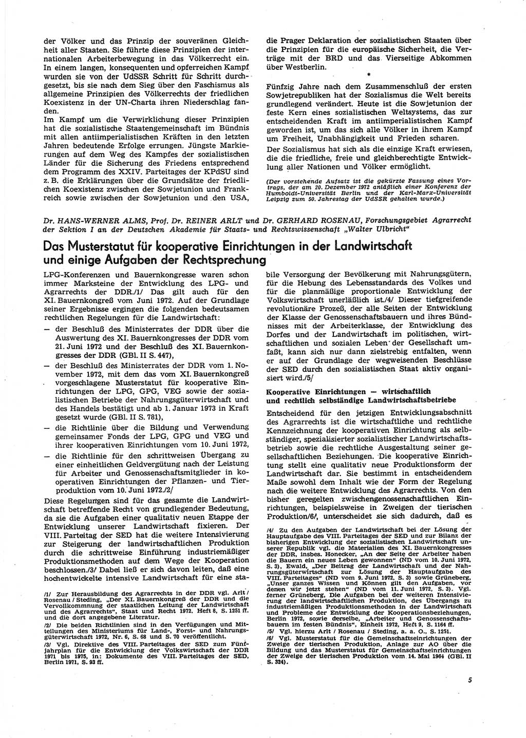 Neue Justiz (NJ), Zeitschrift für Recht und Rechtswissenschaft [Deutsche Demokratische Republik (DDR)], 27. Jahrgang 1973, Seite 5 (NJ DDR 1973, S. 5)