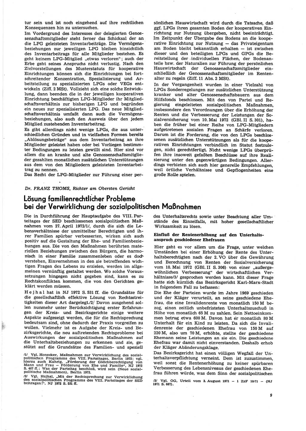 Neue Justiz (NJ), Zeitschrift für Recht und Rechtswissenschaft [Deutsche Demokratische Republik (DDR)], 27. Jahrgang 1973, Seite 9 (NJ DDR 1973, S. 9)