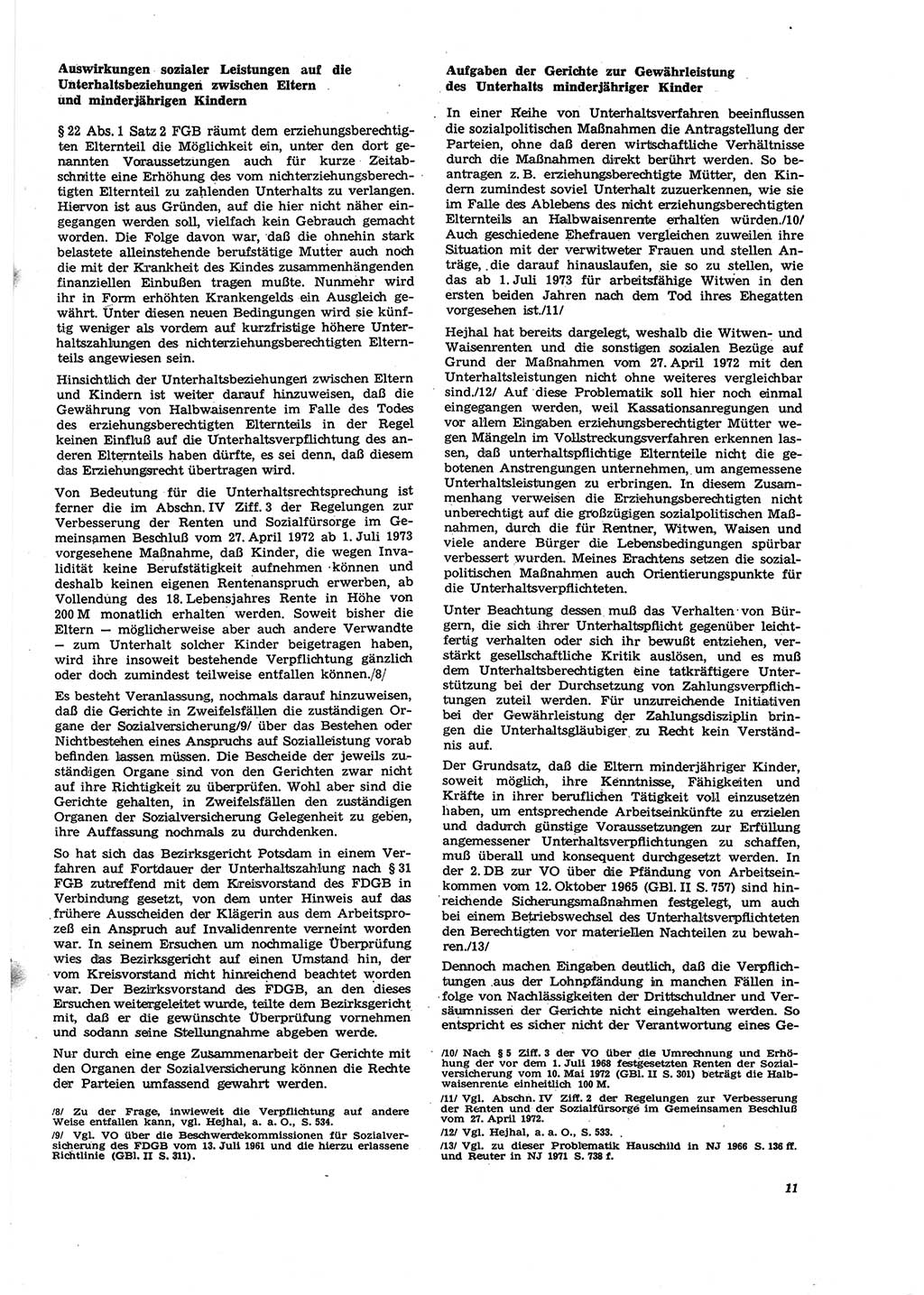 Neue Justiz (NJ), Zeitschrift für Recht und Rechtswissenschaft [Deutsche Demokratische Republik (DDR)], 27. Jahrgang 1973, Seite 11 (NJ DDR 1973, S. 11)