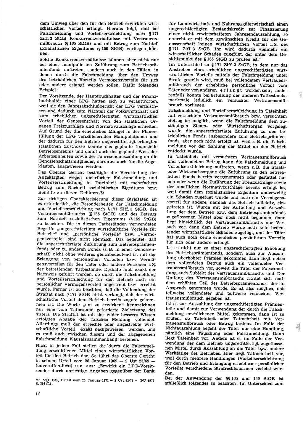 Neue Justiz (NJ), Zeitschrift für Recht und Rechtswissenschaft [Deutsche Demokratische Republik (DDR)], 27. Jahrgang 1973, Seite 14 (NJ DDR 1973, S. 14)