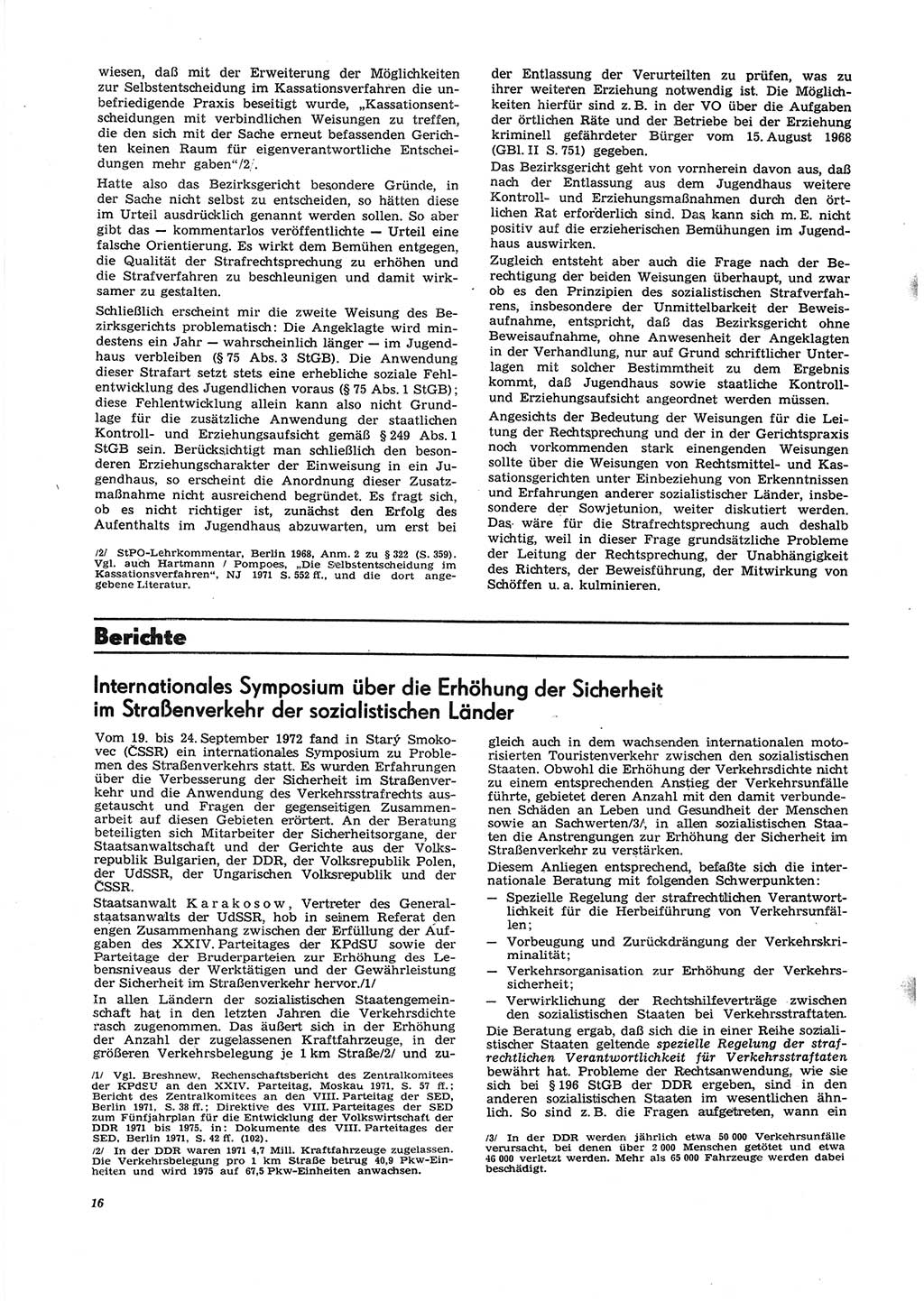 Neue Justiz (NJ), Zeitschrift für Recht und Rechtswissenschaft [Deutsche Demokratische Republik (DDR)], 27. Jahrgang 1973, Seite 16 (NJ DDR 1973, S. 16)