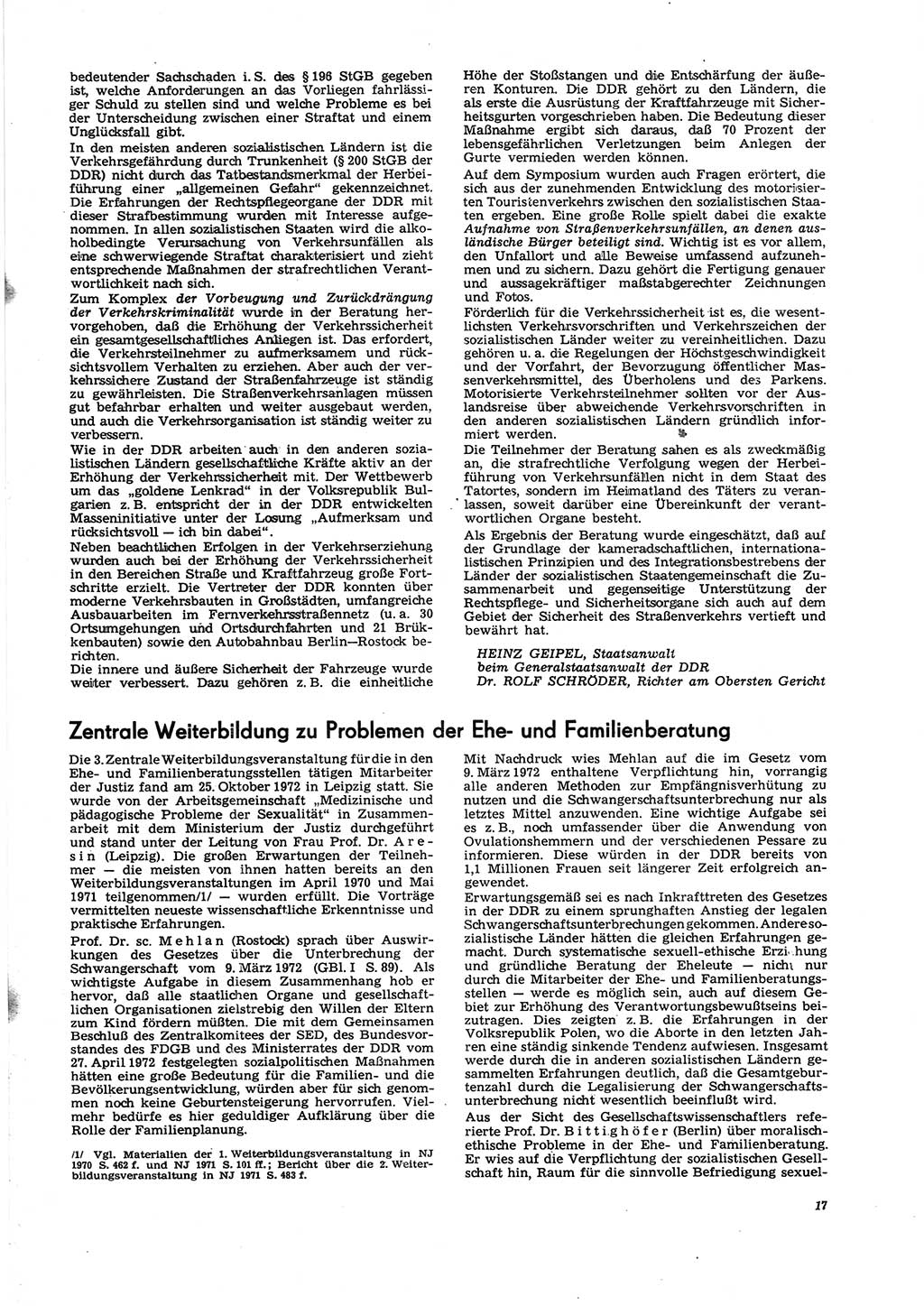 Neue Justiz (NJ), Zeitschrift für Recht und Rechtswissenschaft [Deutsche Demokratische Republik (DDR)], 27. Jahrgang 1973, Seite 17 (NJ DDR 1973, S. 17)