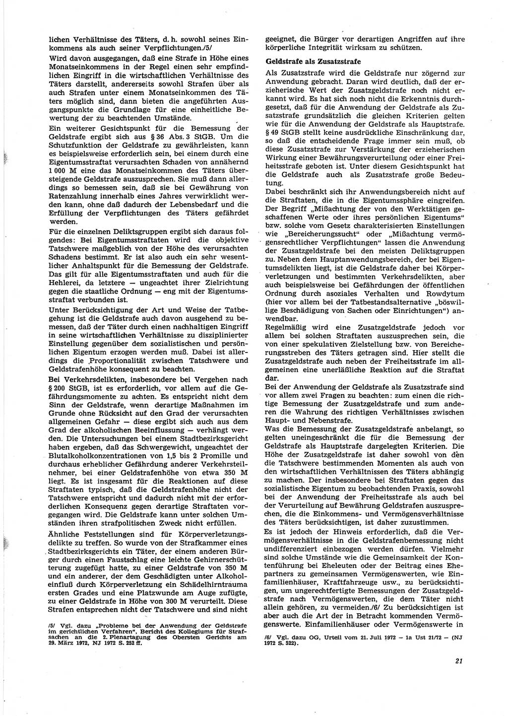 Neue Justiz (NJ), Zeitschrift für Recht und Rechtswissenschaft [Deutsche Demokratische Republik (DDR)], 27. Jahrgang 1973, Seite 21 (NJ DDR 1973, S. 21)