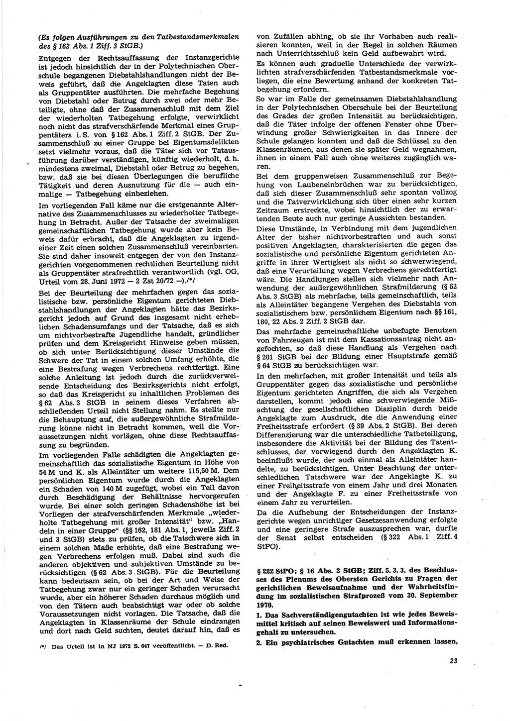 Neue Justiz (NJ), Zeitschrift für Recht und Rechtswissenschaft [Deutsche Demokratische Republik (DDR)], 27. Jahrgang 1973, Seite 23 (NJ DDR 1973, S. 23)
