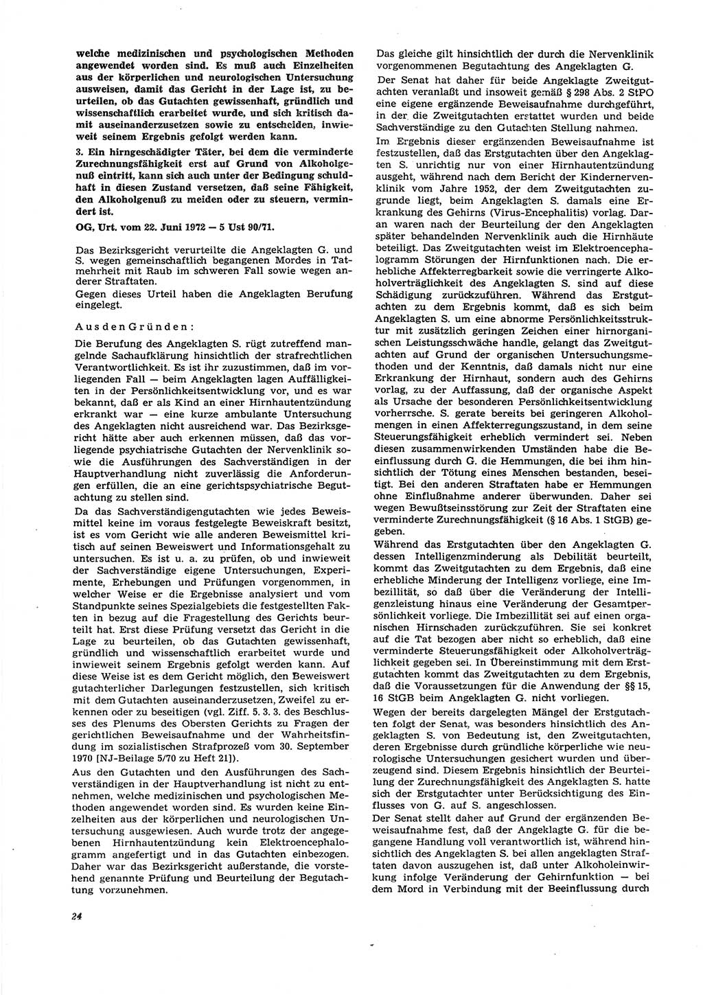 Neue Justiz (NJ), Zeitschrift für Recht und Rechtswissenschaft [Deutsche Demokratische Republik (DDR)], 27. Jahrgang 1973, Seite 24 (NJ DDR 1973, S. 24)