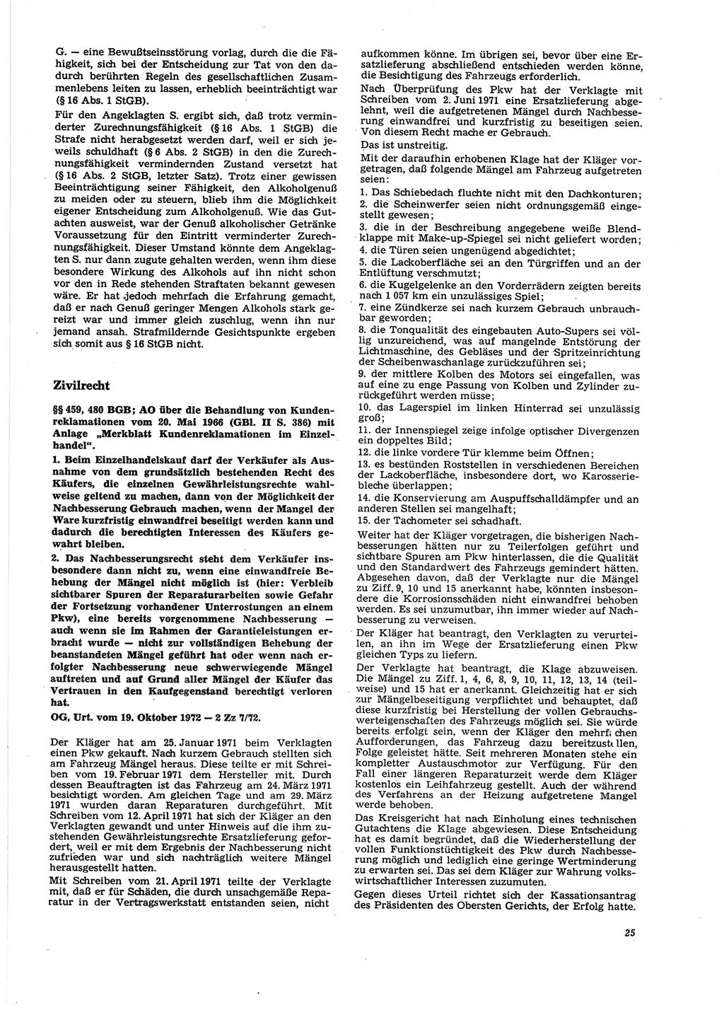 Neue Justiz (NJ), Zeitschrift für Recht und Rechtswissenschaft [Deutsche Demokratische Republik (DDR)], 27. Jahrgang 1973, Seite 25 (NJ DDR 1973, S. 25)