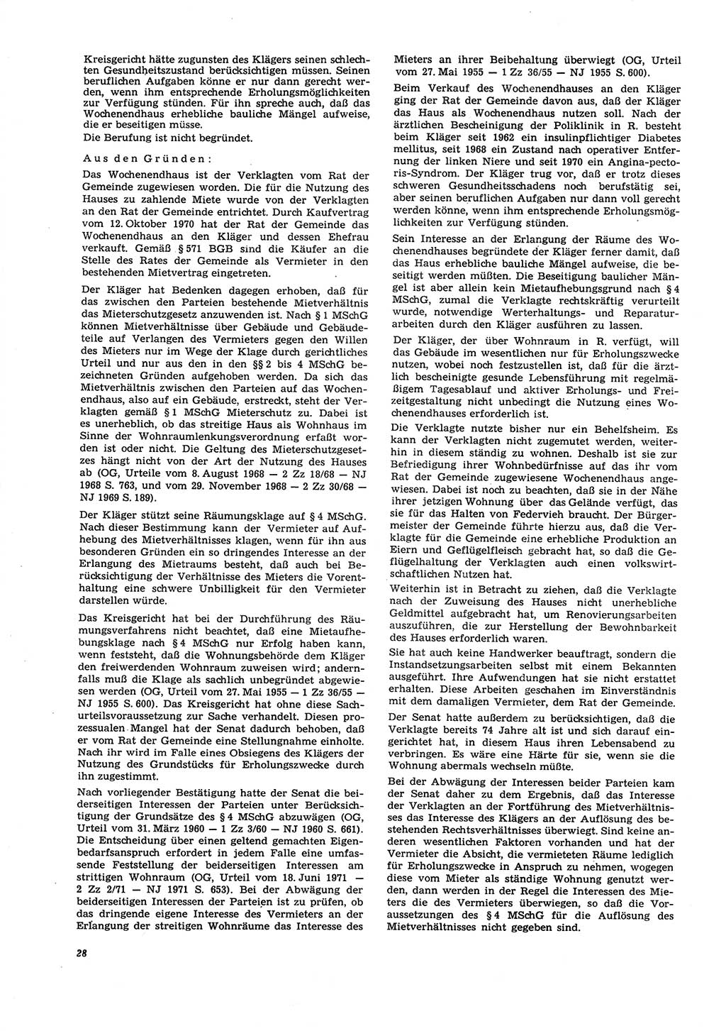 Neue Justiz (NJ), Zeitschrift für Recht und Rechtswissenschaft [Deutsche Demokratische Republik (DDR)], 27. Jahrgang 1973, Seite 28 (NJ DDR 1973, S. 28)