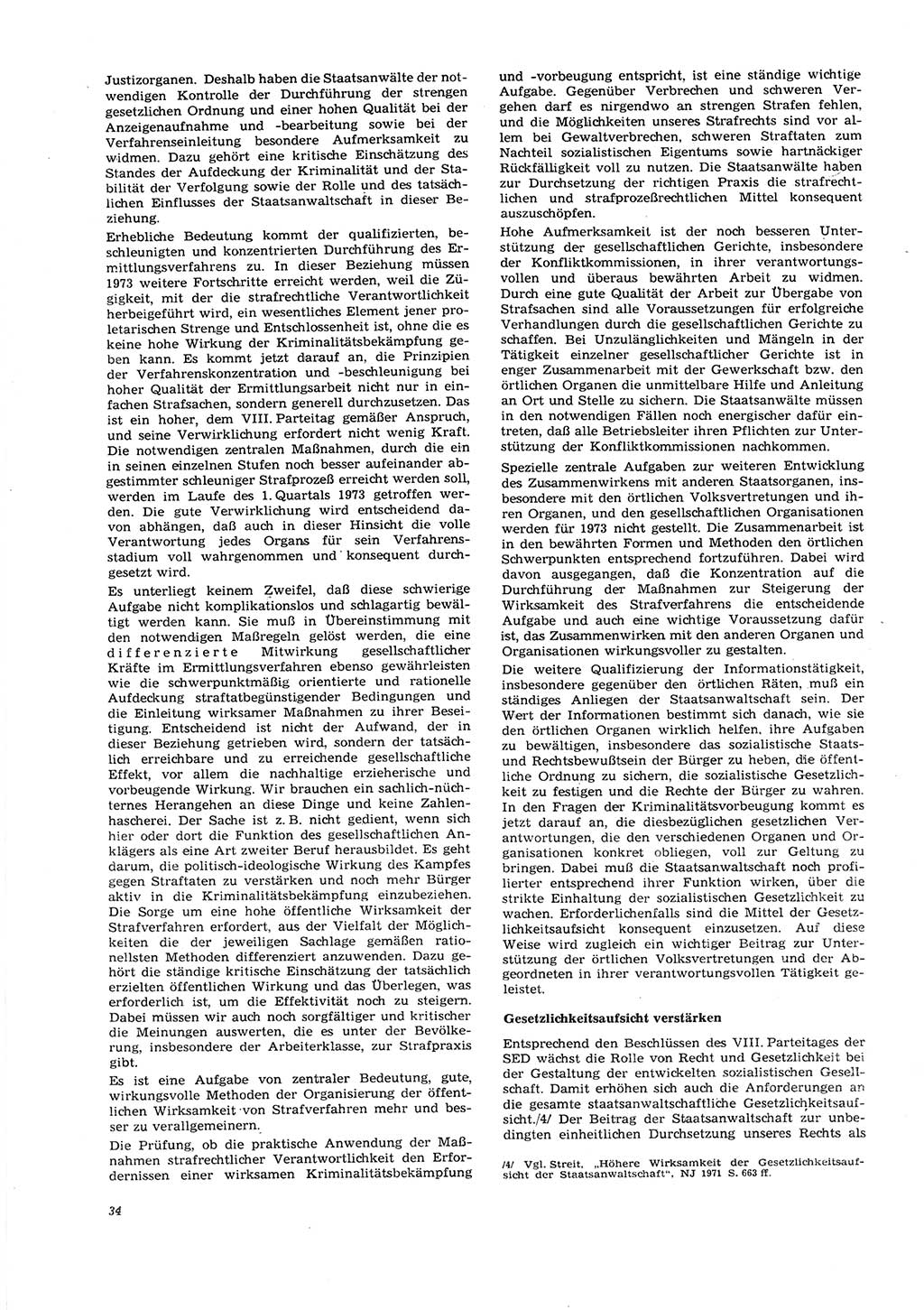 Neue Justiz (NJ), Zeitschrift für Recht und Rechtswissenschaft [Deutsche Demokratische Republik (DDR)], 27. Jahrgang 1973, Seite 34 (NJ DDR 1973, S. 34)