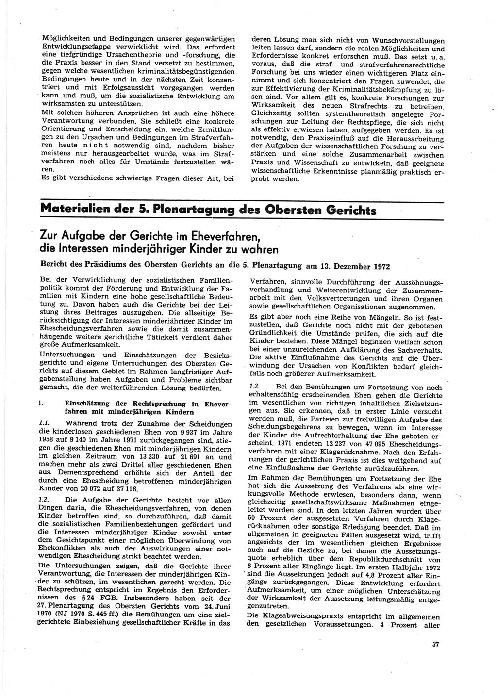 Neue Justiz (NJ), Zeitschrift für Recht und Rechtswissenschaft [Deutsche Demokratische Republik (DDR)], 27. Jahrgang 1973, Seite 37 (NJ DDR 1973, S. 37)