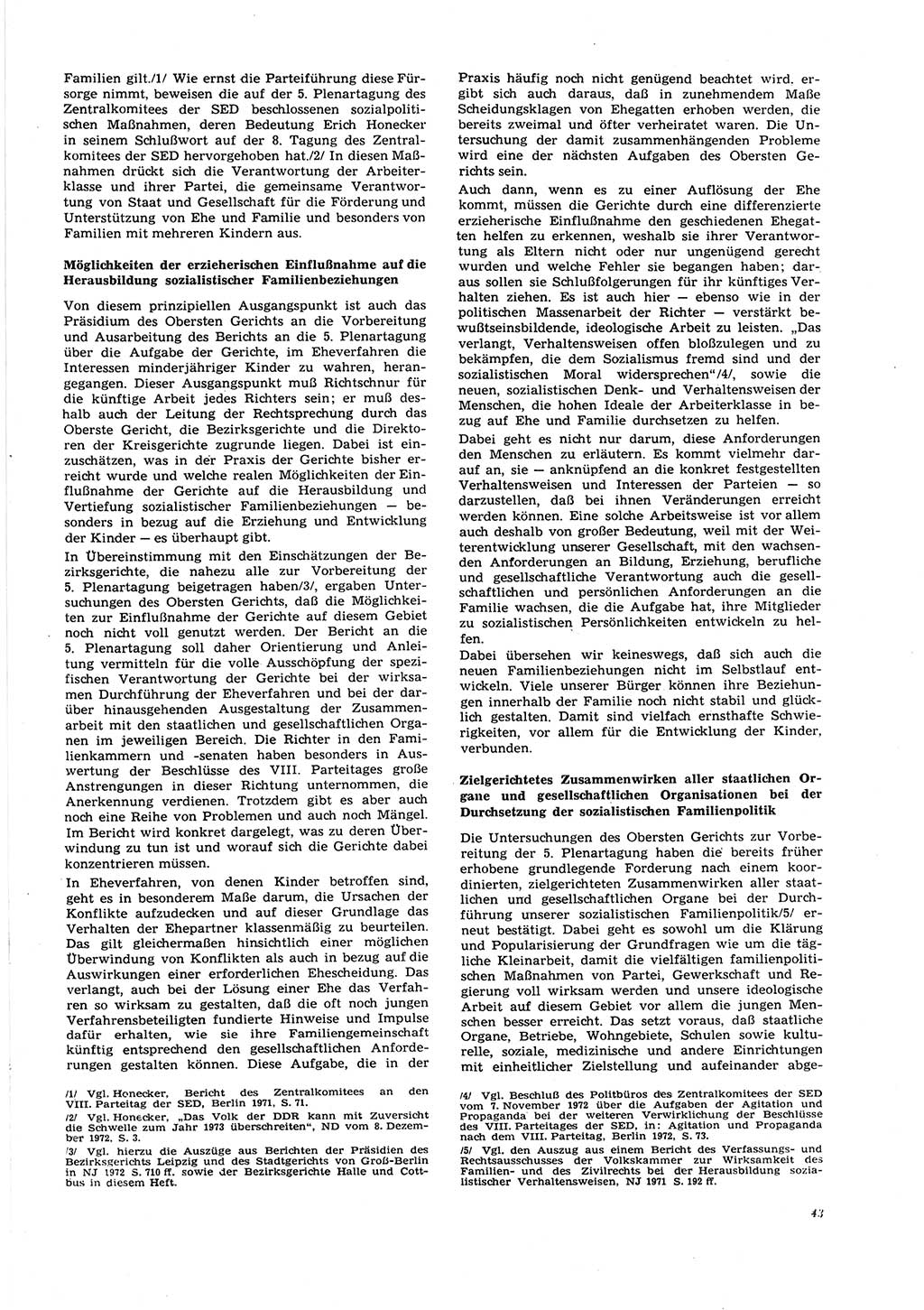 Neue Justiz (NJ), Zeitschrift für Recht und Rechtswissenschaft [Deutsche Demokratische Republik (DDR)], 27. Jahrgang 1973, Seite 43 (NJ DDR 1973, S. 43)